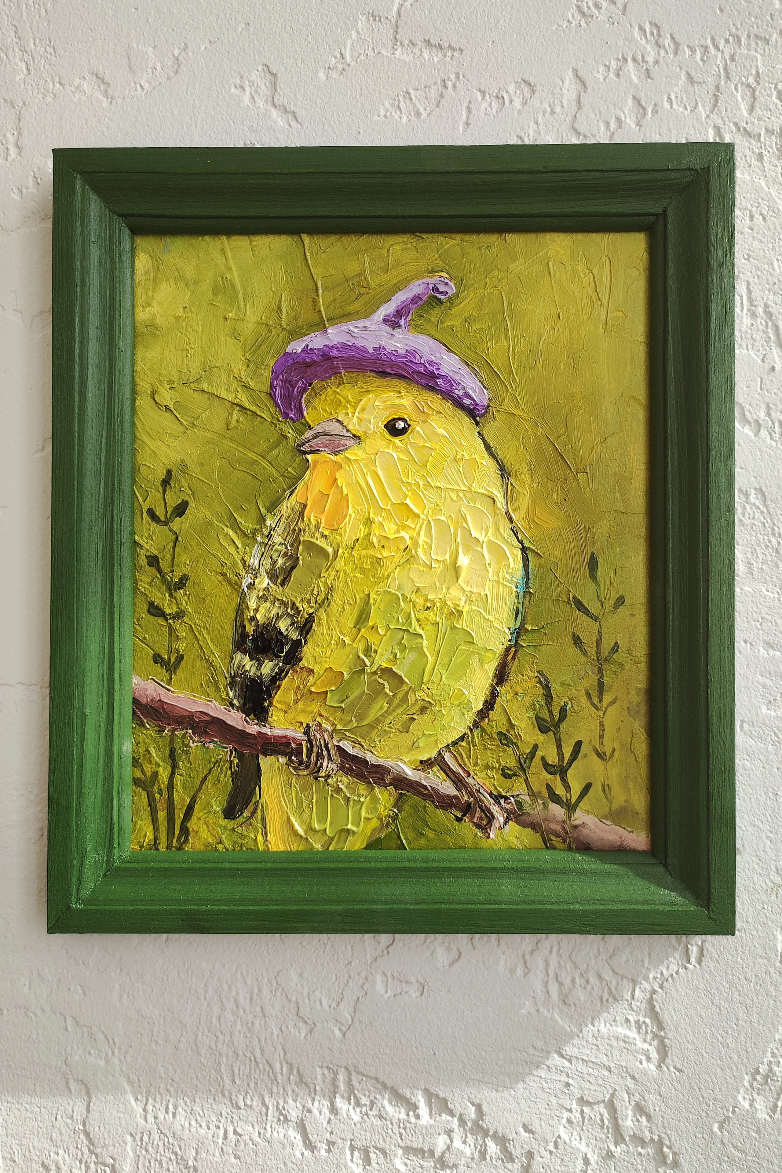 «Пташка-милашка». Масло, картон, 15×18 см