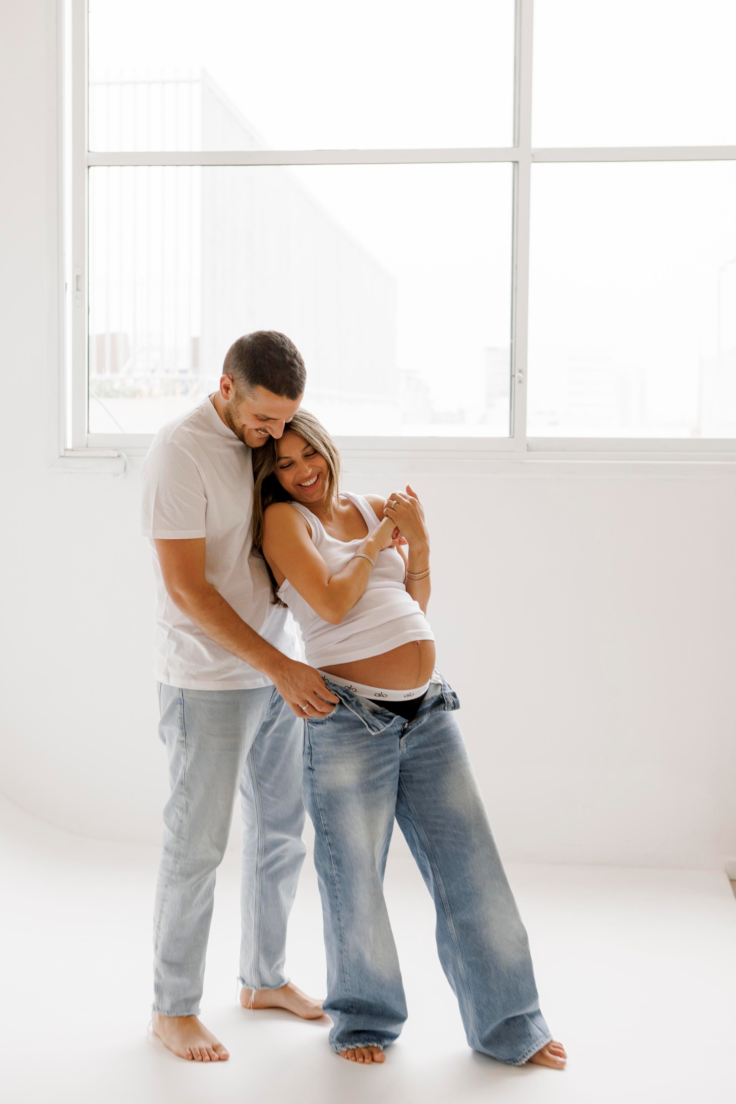 Pregnancy photoshoot inside the White studio