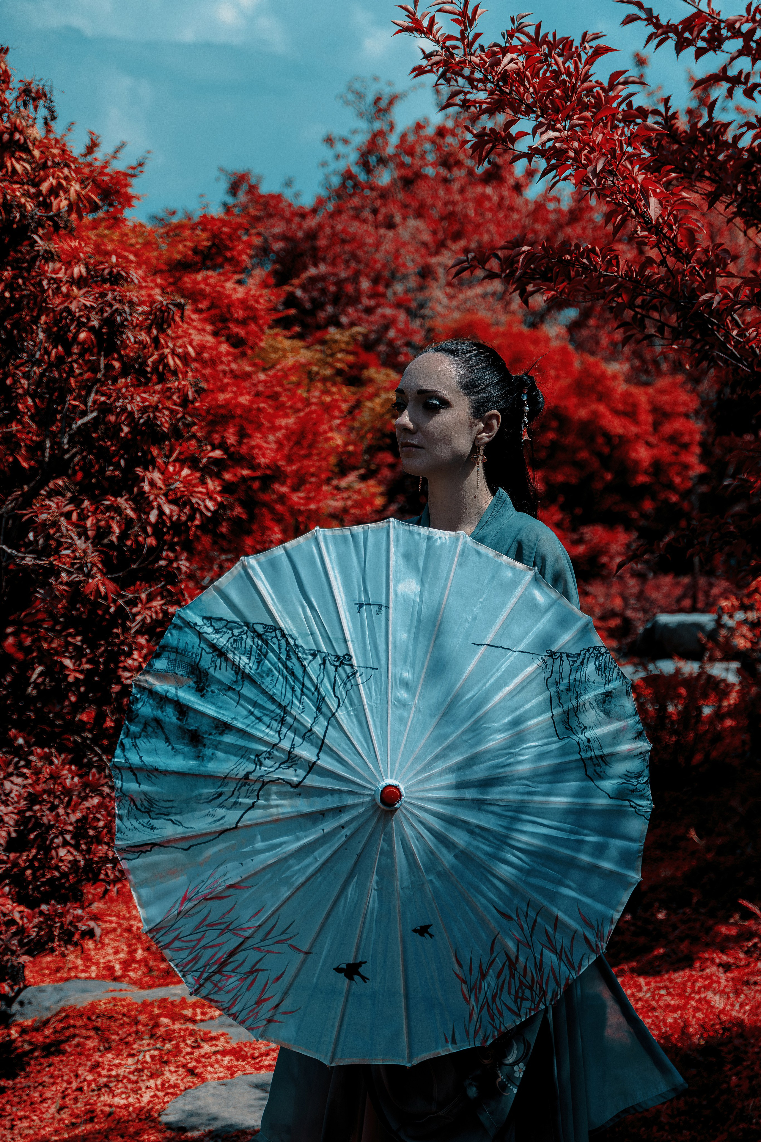 Фотосессия в японском стиле в краснодаре в парке Галицкого. прекрасный образ гейши и женская эстетика. Красивая природа Японии. 