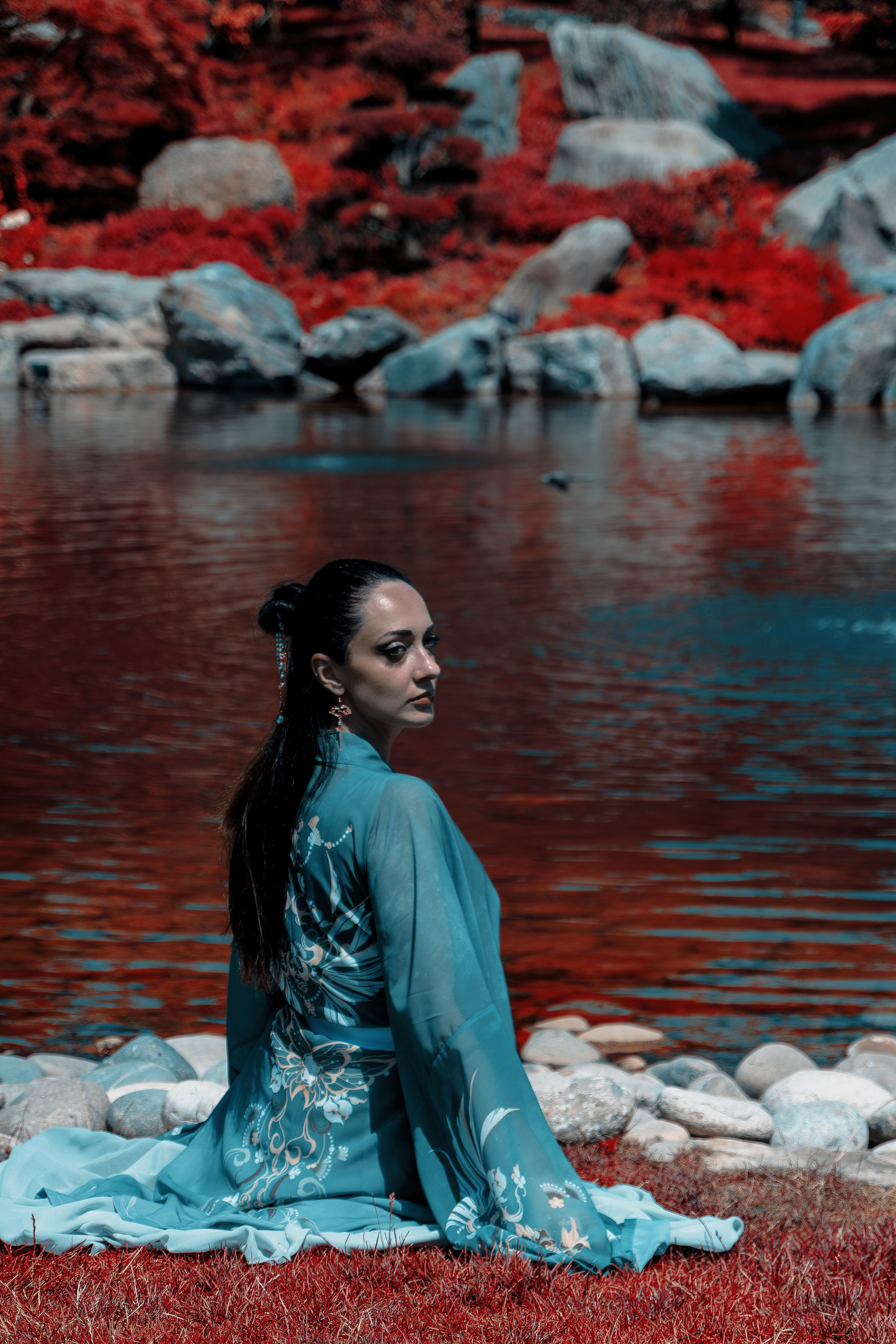 Фотосессия в японском стиле в краснодаре в парке Галицкого. прекрасный образ гейши и женская эстетика. Красивая природа Японии. 