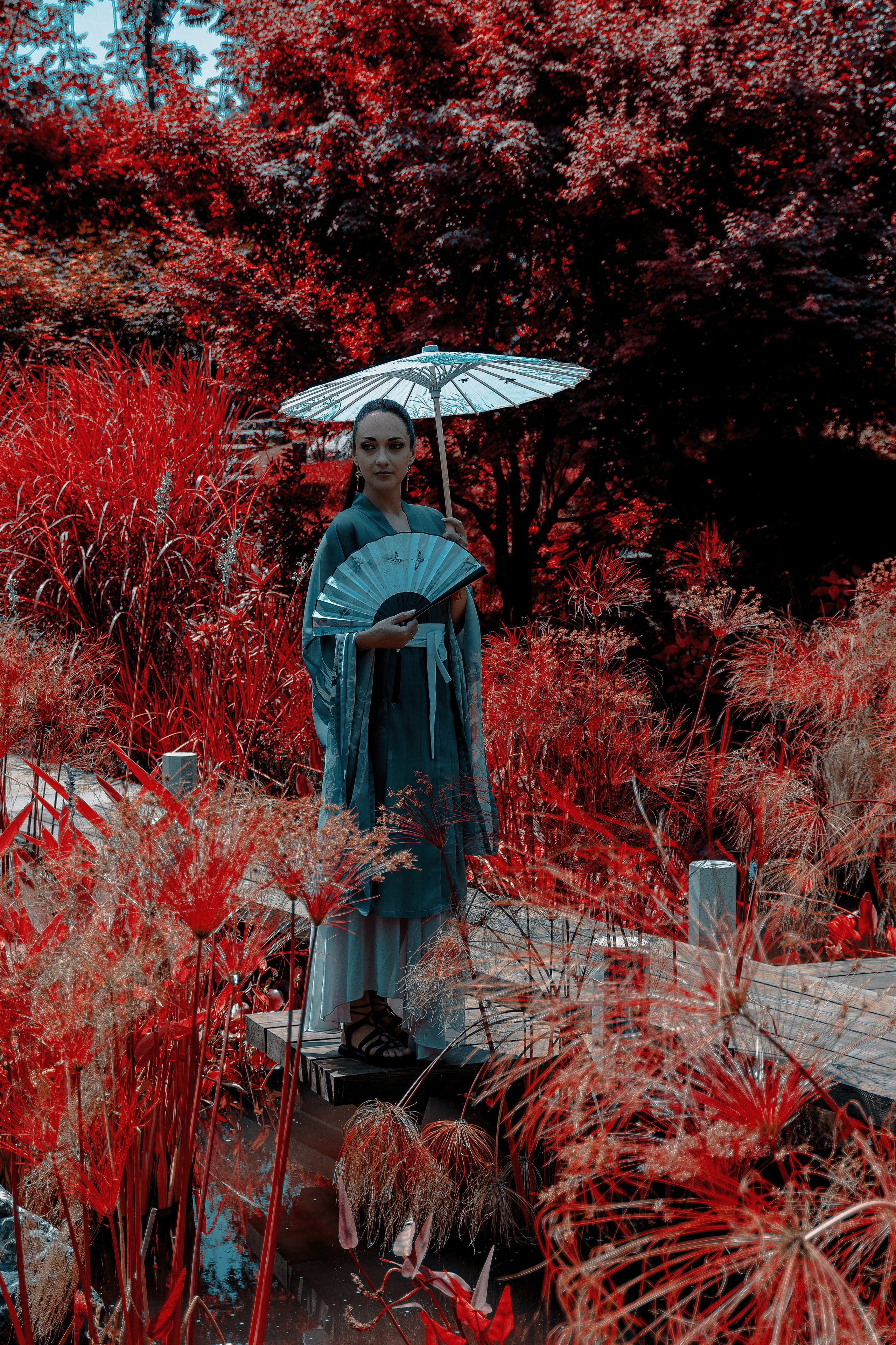 Фотосессия в японском стиле в краснодаре в парке Галицкого. прекрасный образ гейши и женская эстетика. Красивая природа Японии. 
