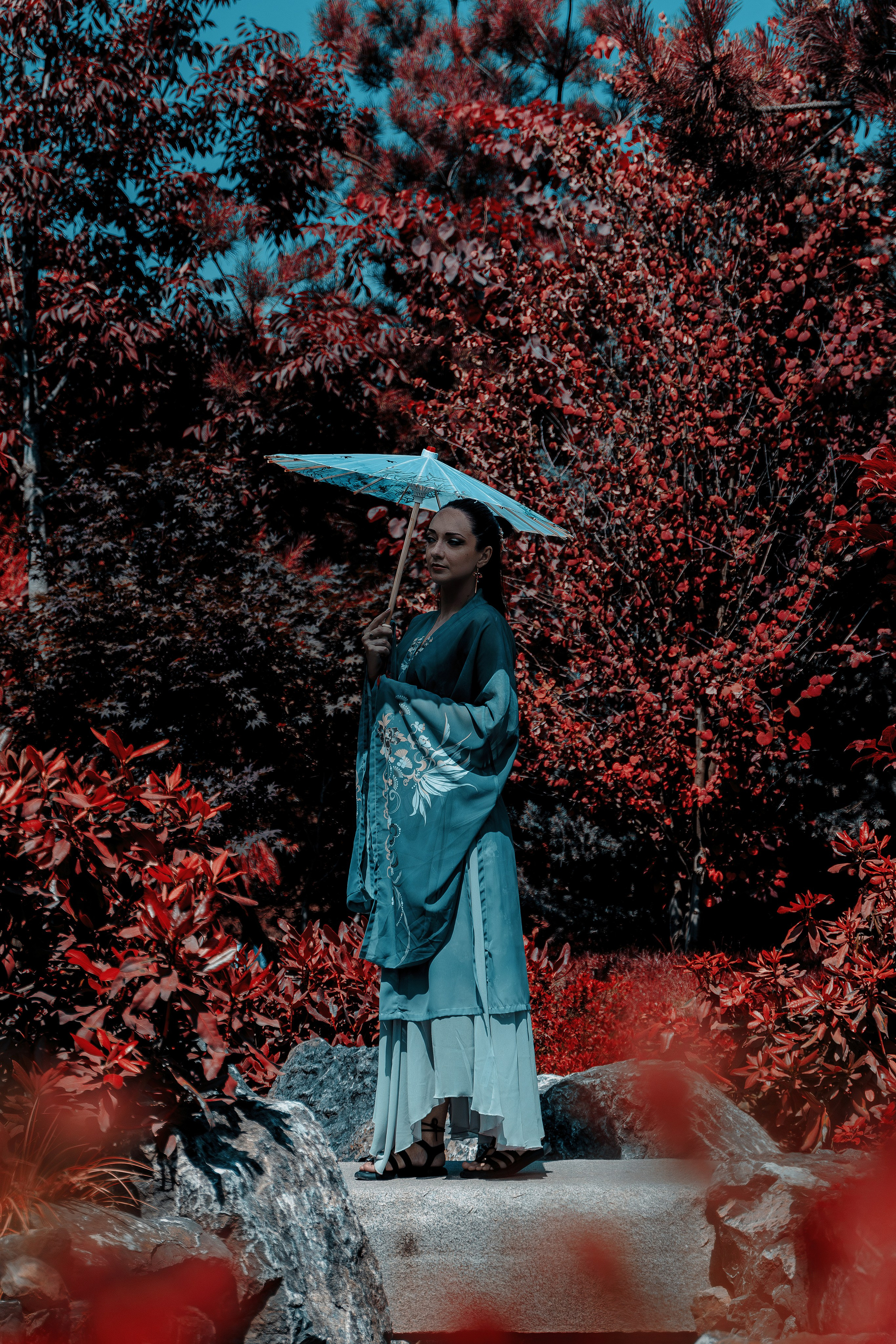 Фотосессия в японском стиле в краснодаре в парке Галицкого. прекрасный образ гейши и женская эстетика. Красивая природа Японии. 