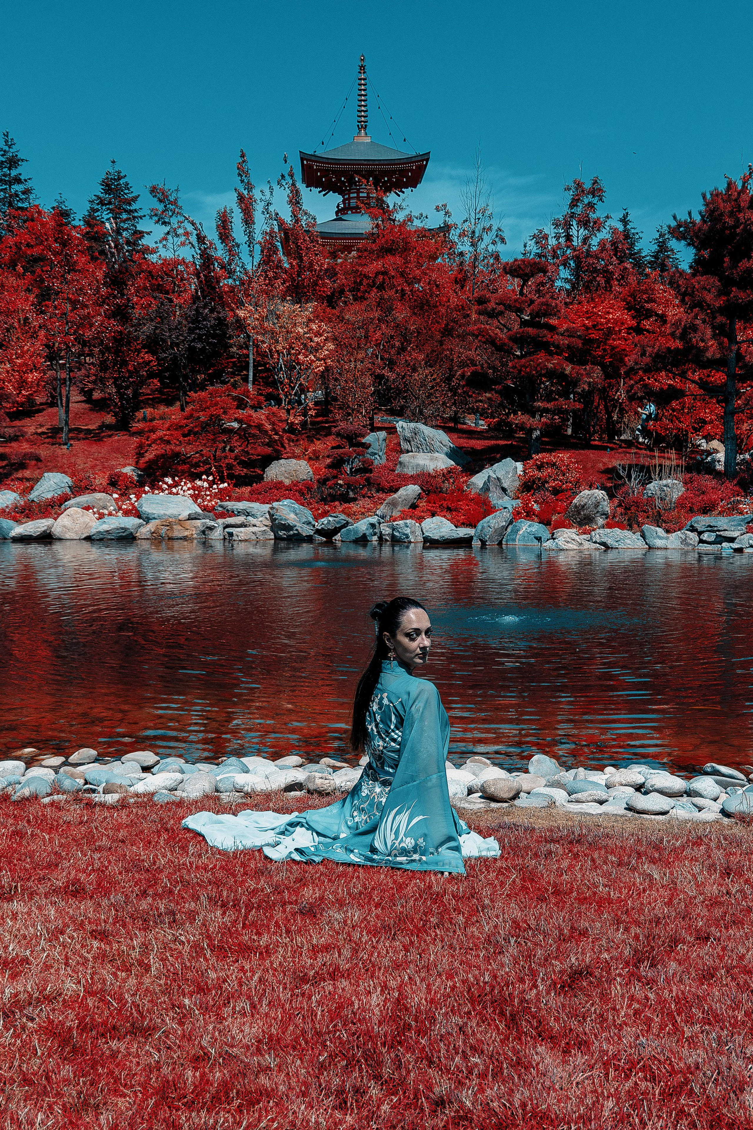 Фотосессия в японском стиле в краснодаре в парке Галицкого. прекрасный образ гейши и женская эстетика. Красивая природа Японии. 