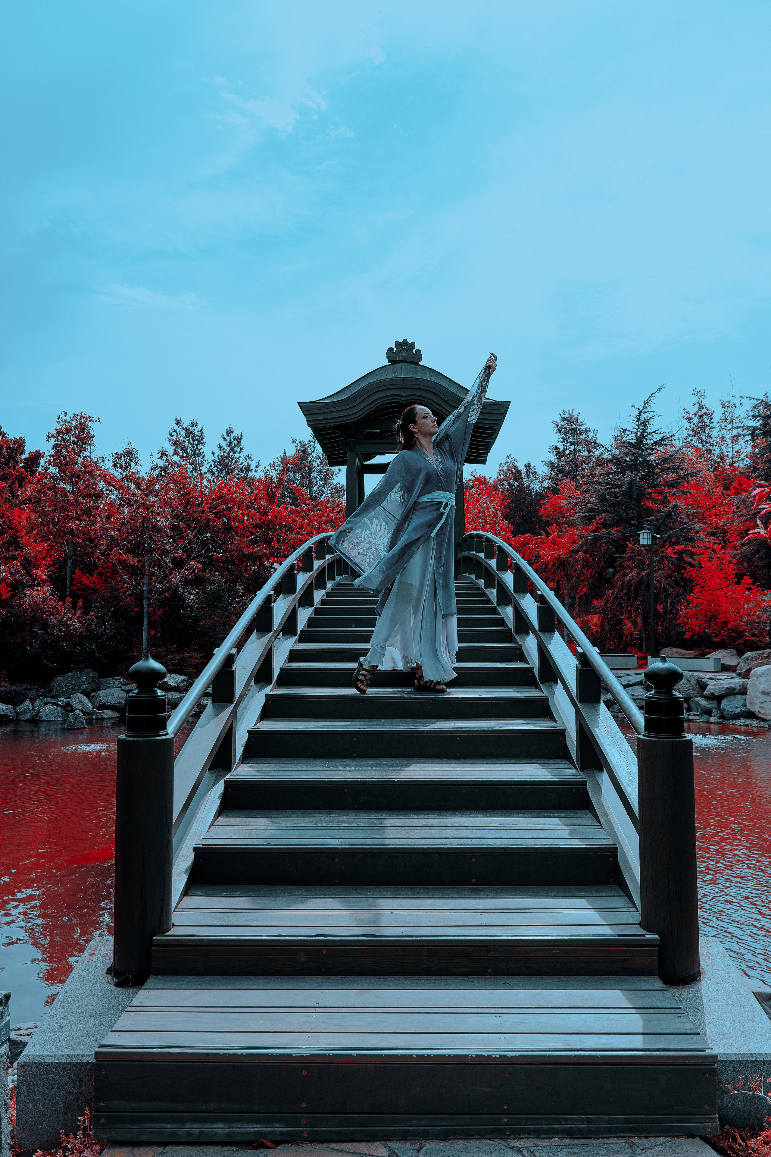 Фотосессия в японском стиле в краснодаре в парке Галицкого. прекрасный образ гейши и женская эстетика. Красивая природа Японии. 