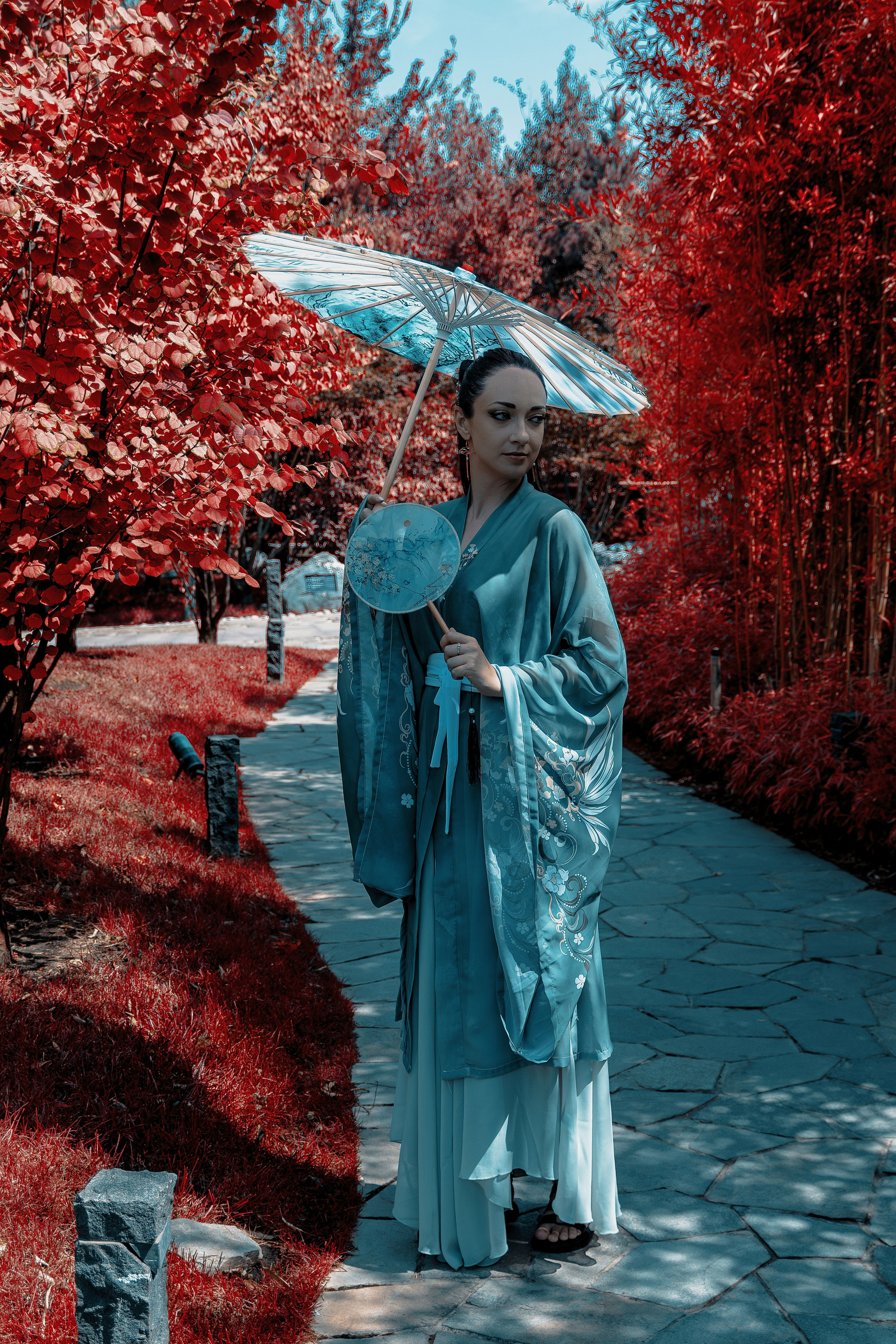 Фотосессия в японском стиле в краснодаре в парке Галицкого. прекрасный образ гейши и женская эстетика. Красивая природа Японии. 