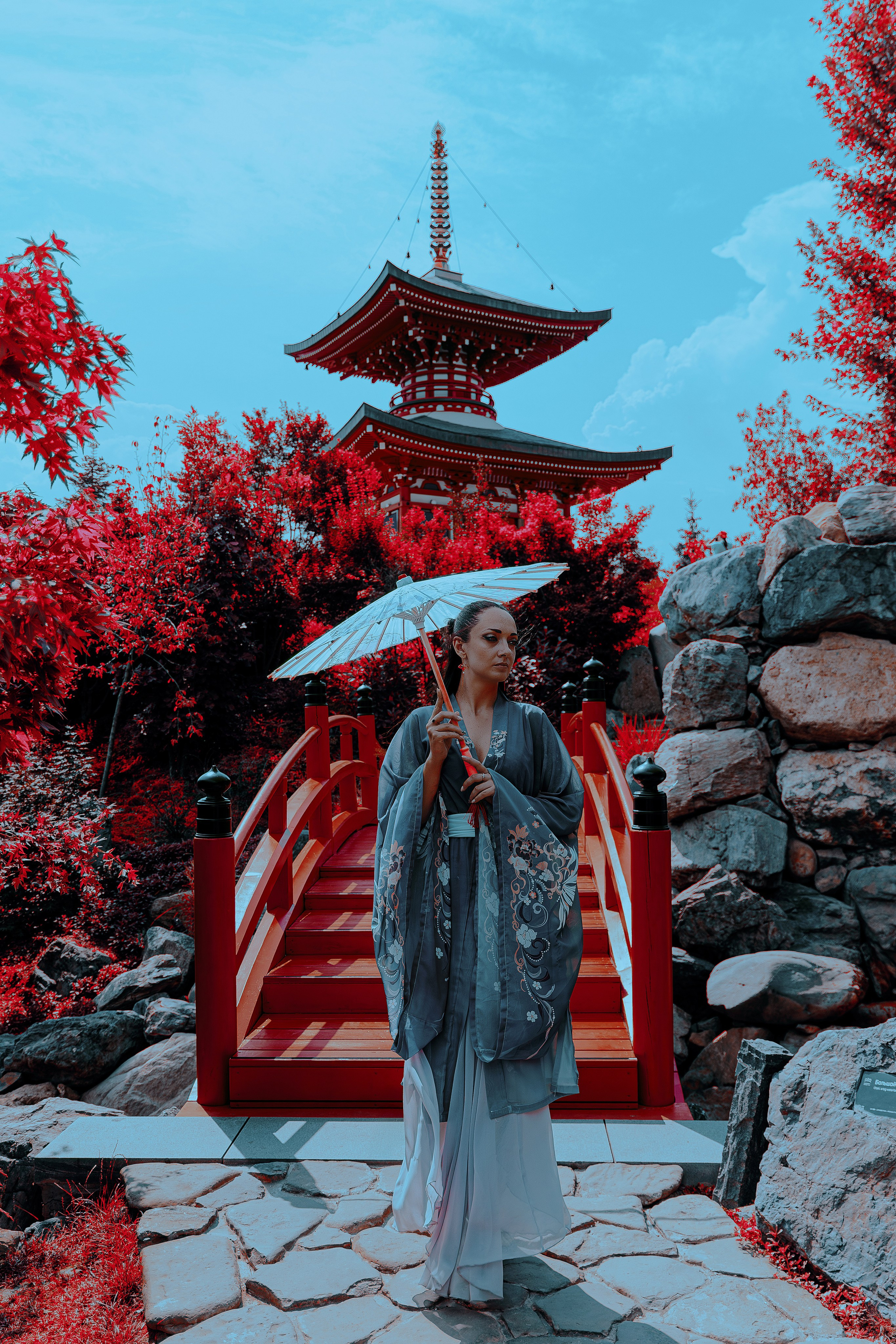 Фотосессия в японском стиле в краснодаре в парке Галицкого. прекрасный образ гейши и женская эстетика. Красивая природа Японии. 