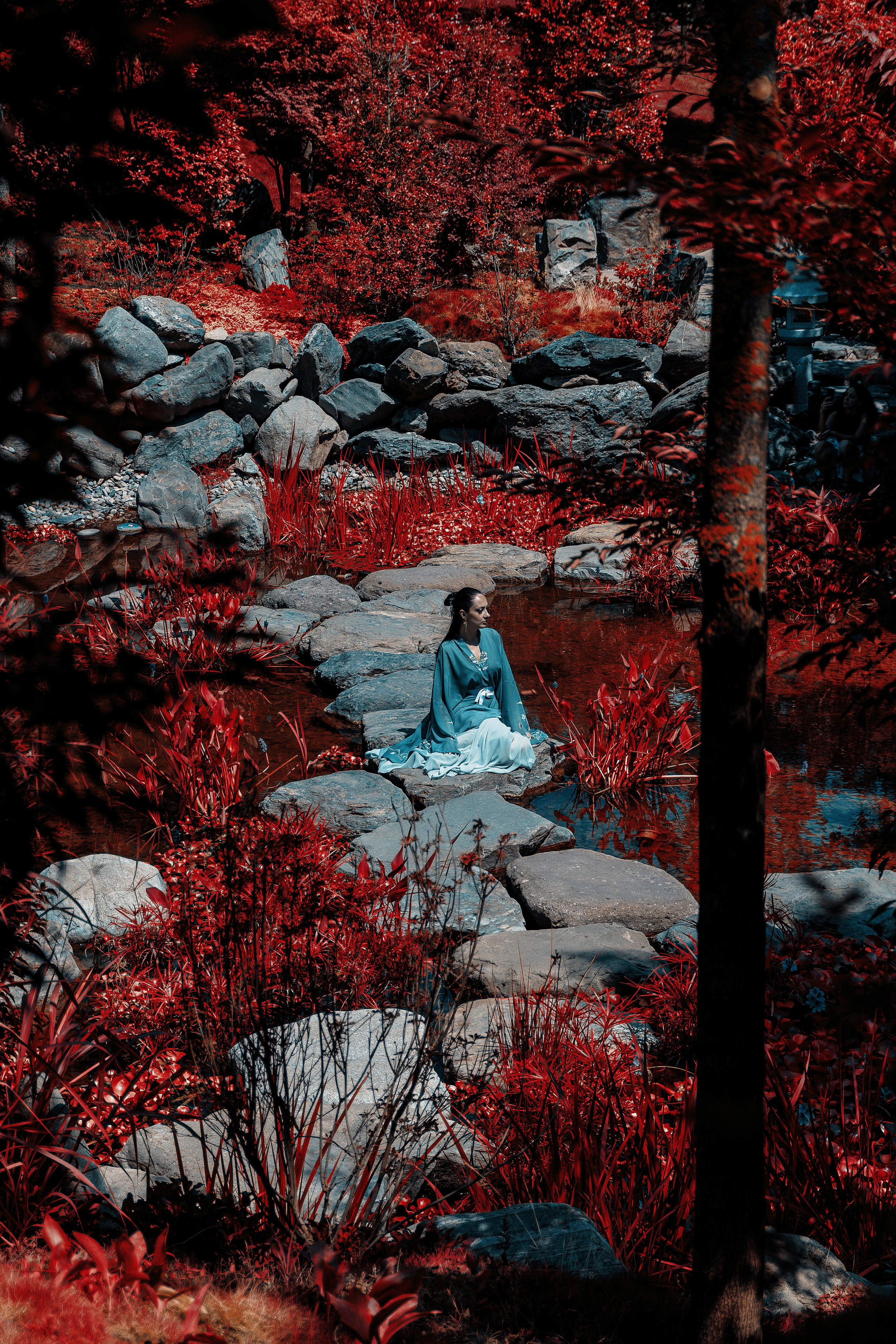 Фотосессия в японском стиле в краснодаре в парке Галицкого. прекрасный образ гейши и женская эстетика. Красивая природа Японии. 