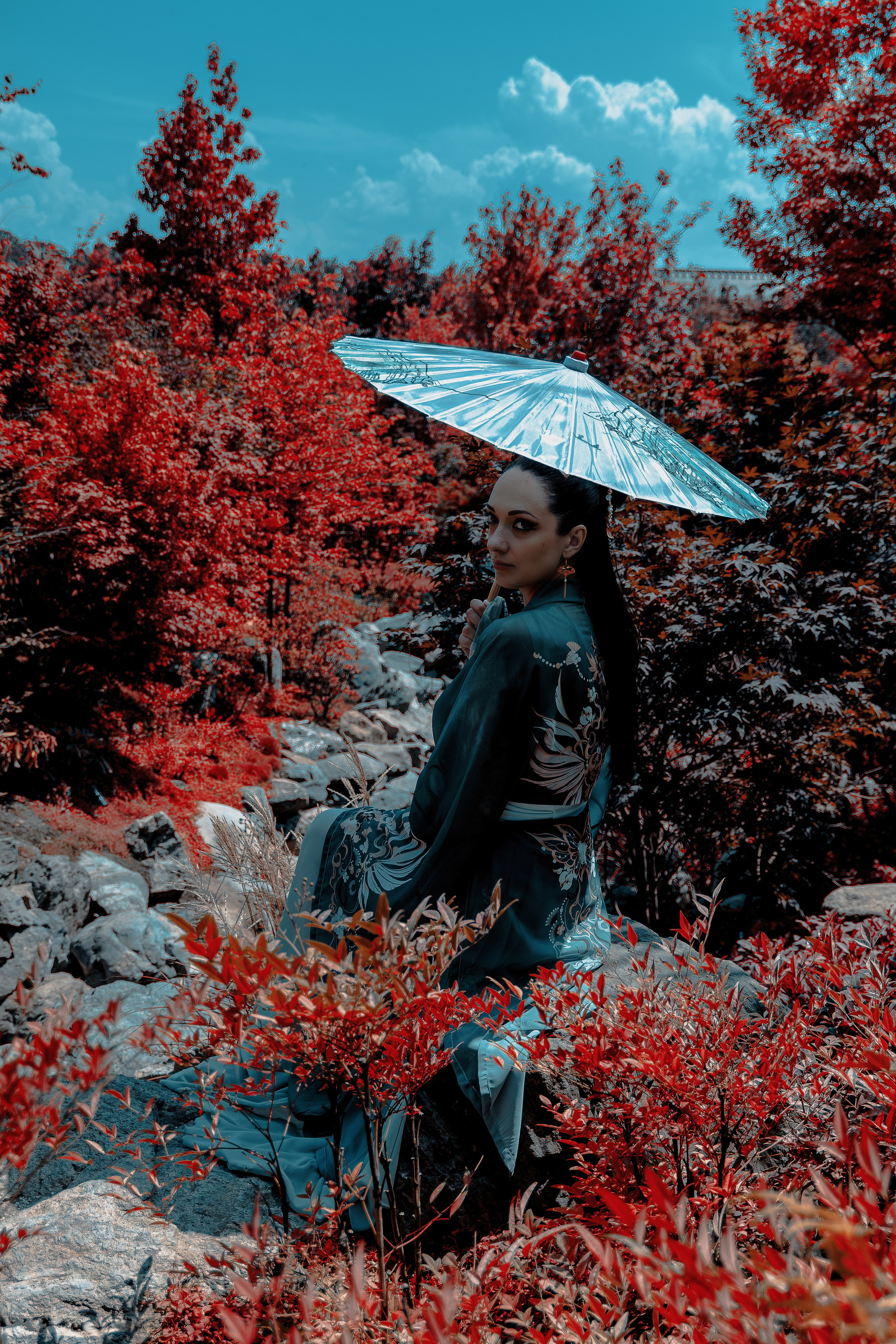Фотосессия в японском стиле в краснодаре в парке Галицкого. прекрасный образ гейши и женская эстетика. Красивая природа Японии. 