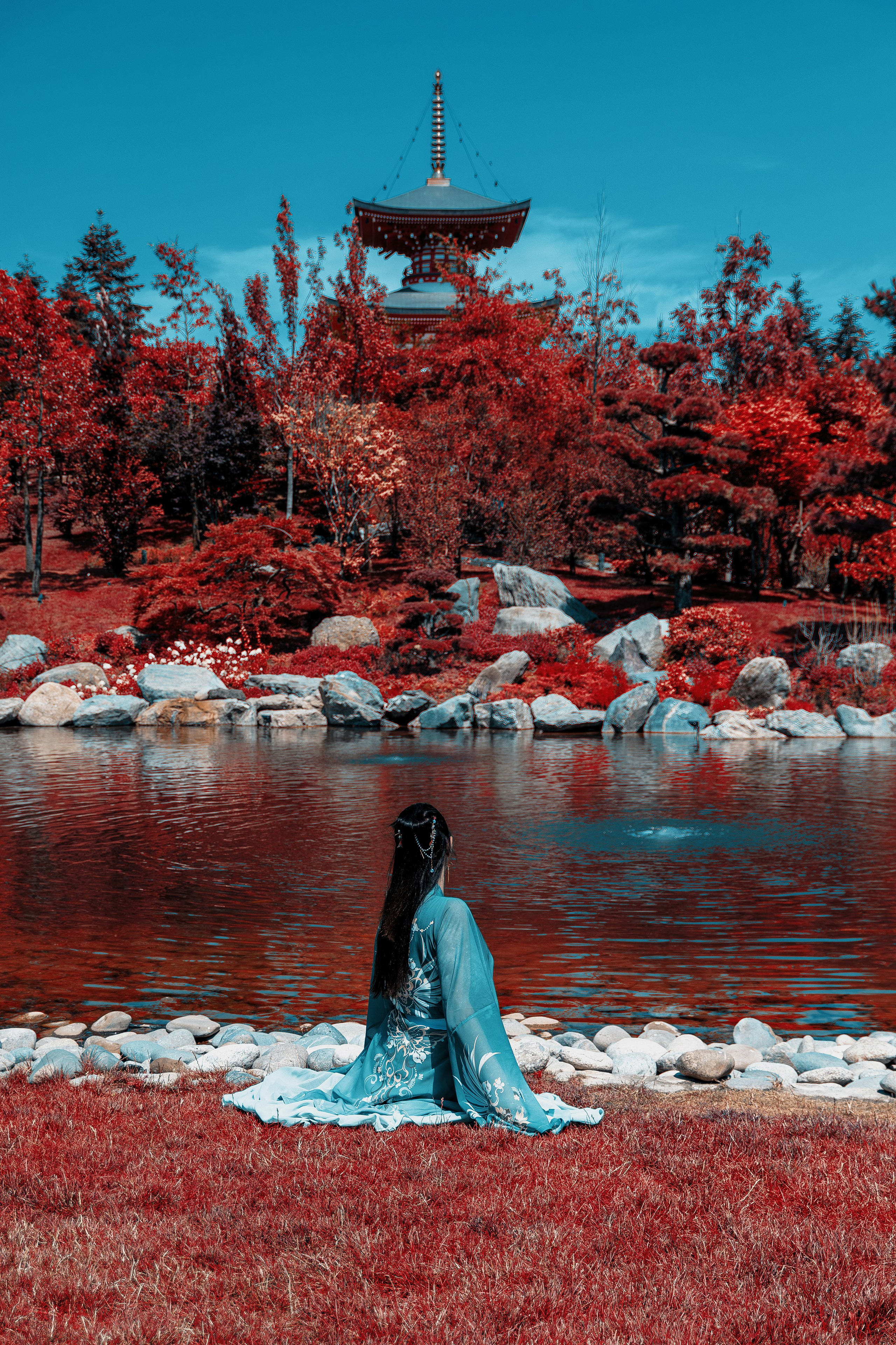 Фотосессия в японском стиле в краснодаре в парке Галицкого. прекрасный образ гейши и женская эстетика. Красивая природа Японии. 