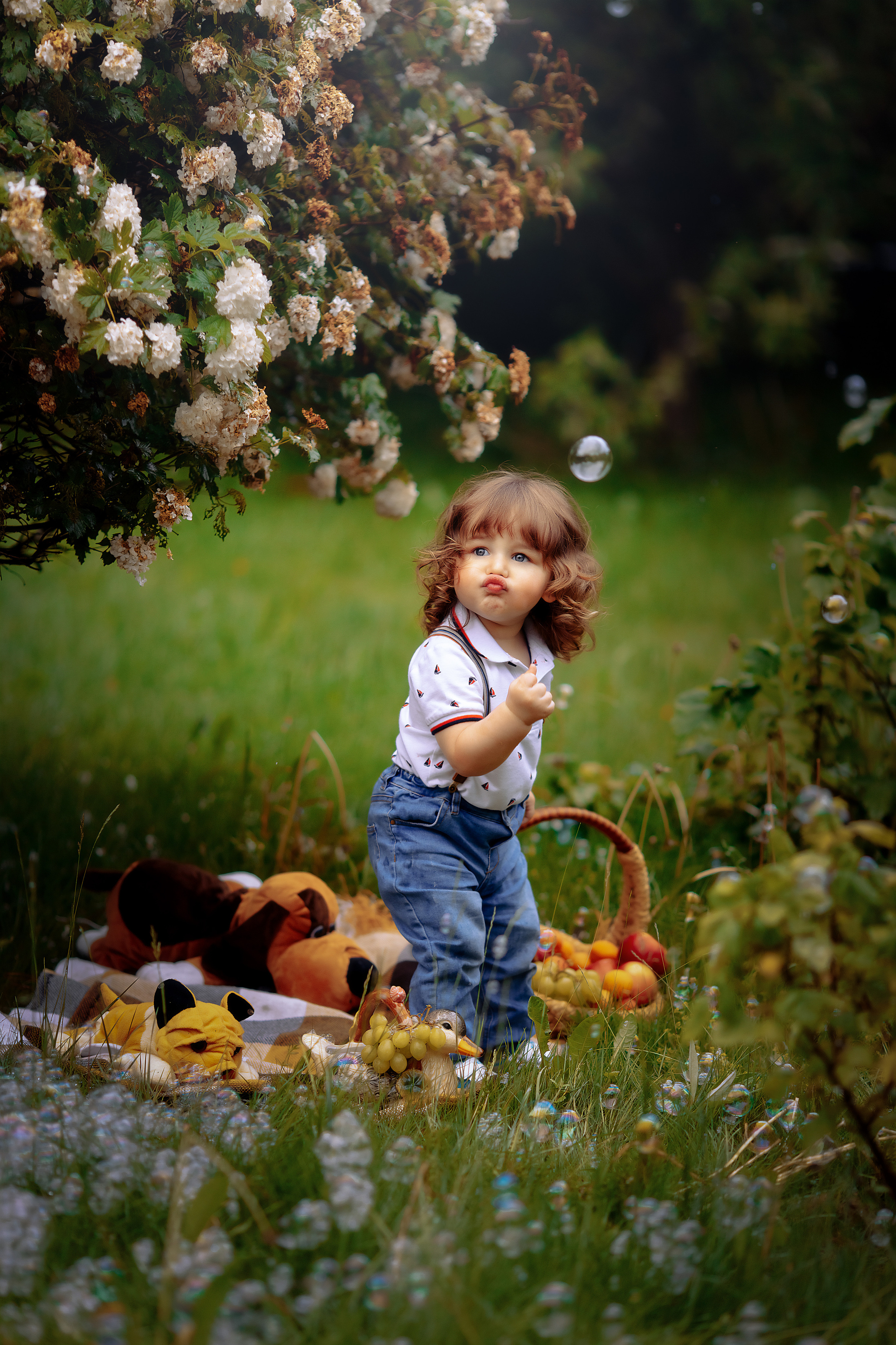 детская фотосессия с мыльными пузырями 