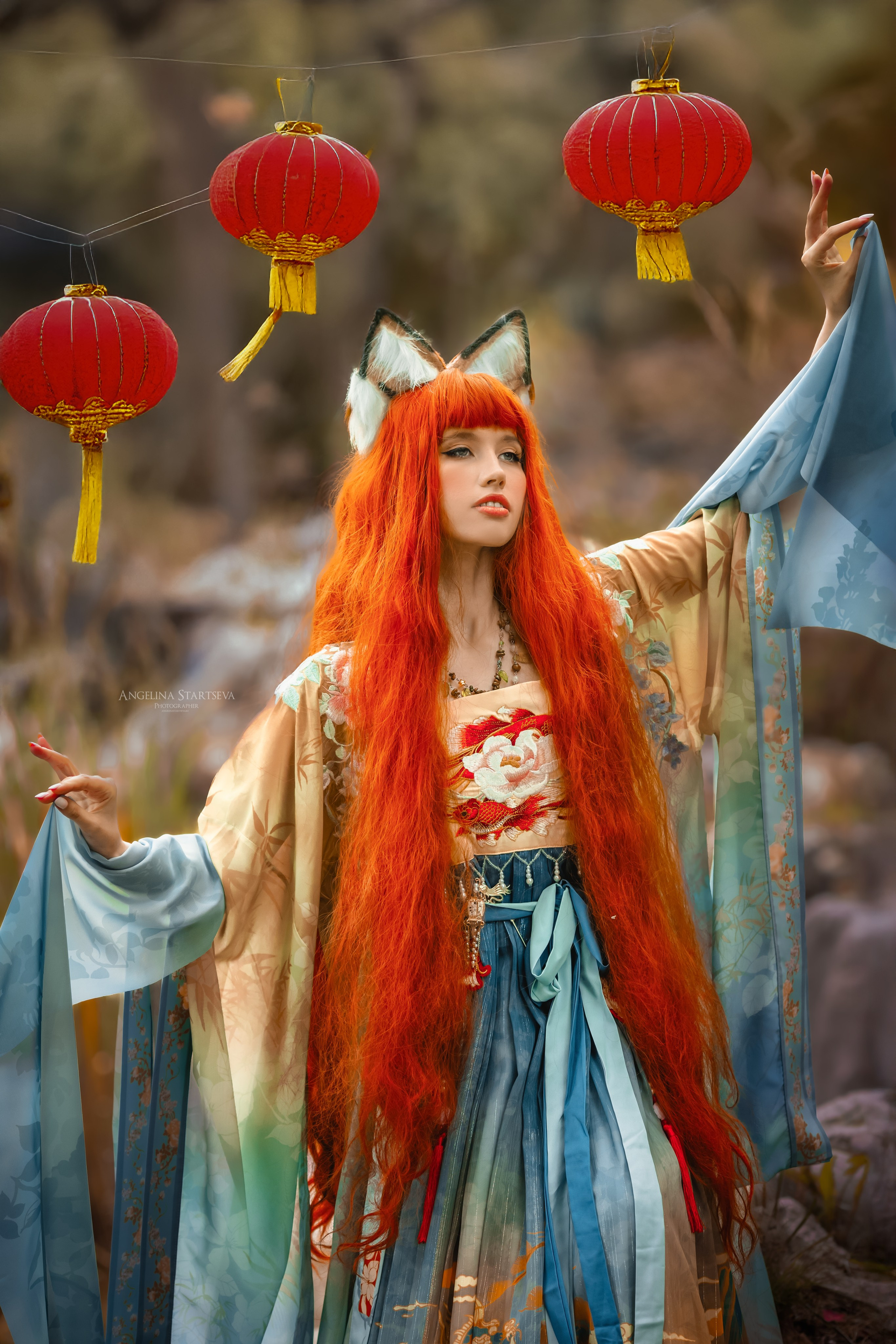 дух девы китайской лисы, фотосессия в китайском стиле, фотосессия в азиатском стиле 