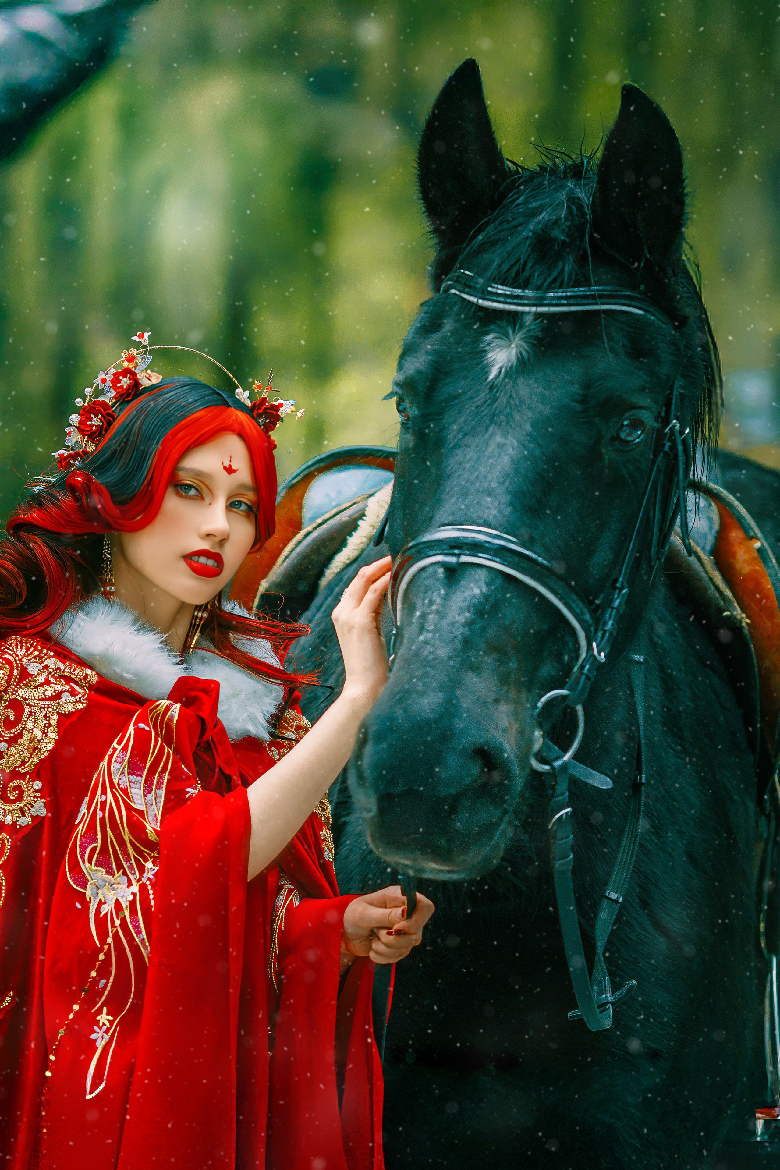 Невеста в алом, 猩红色的新娘. Сказочный фотограф в русском стиле в Москве Ангелина Старцева | Русский сказки|Фотосесессия в Азиатском стиле