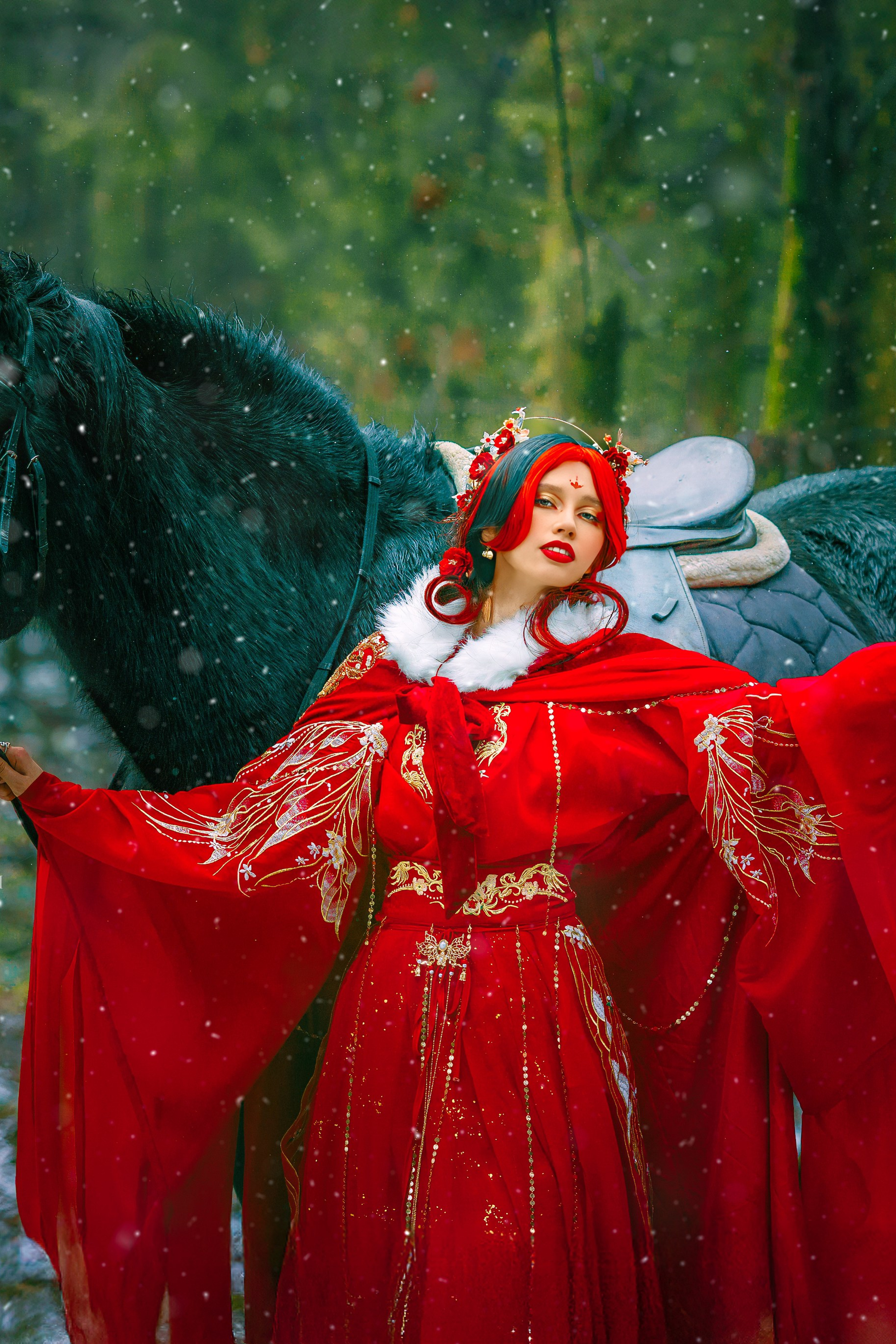 Невеста в алом, 猩红色的新娘. Сказочный фотограф в русском стиле в Москве Ангелина Старцева | Русский сказки|Фотосесессия в Азиатском стиле