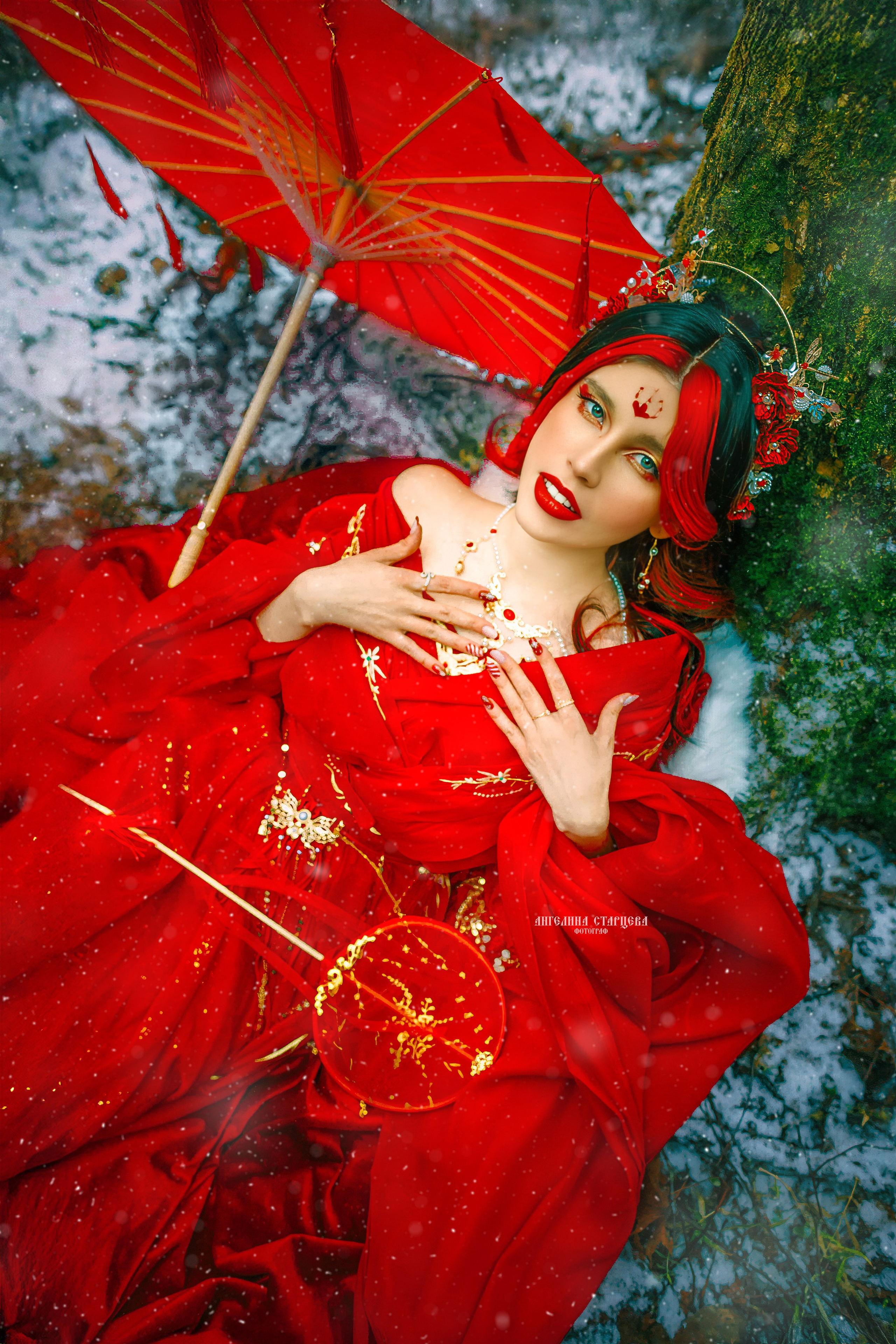 Невеста в алом, 猩红色的新娘. Сказочный фотограф в русском стиле в Москве Ангелина Старцева | Русский сказки|Фотосесессия в Азиатском стиле