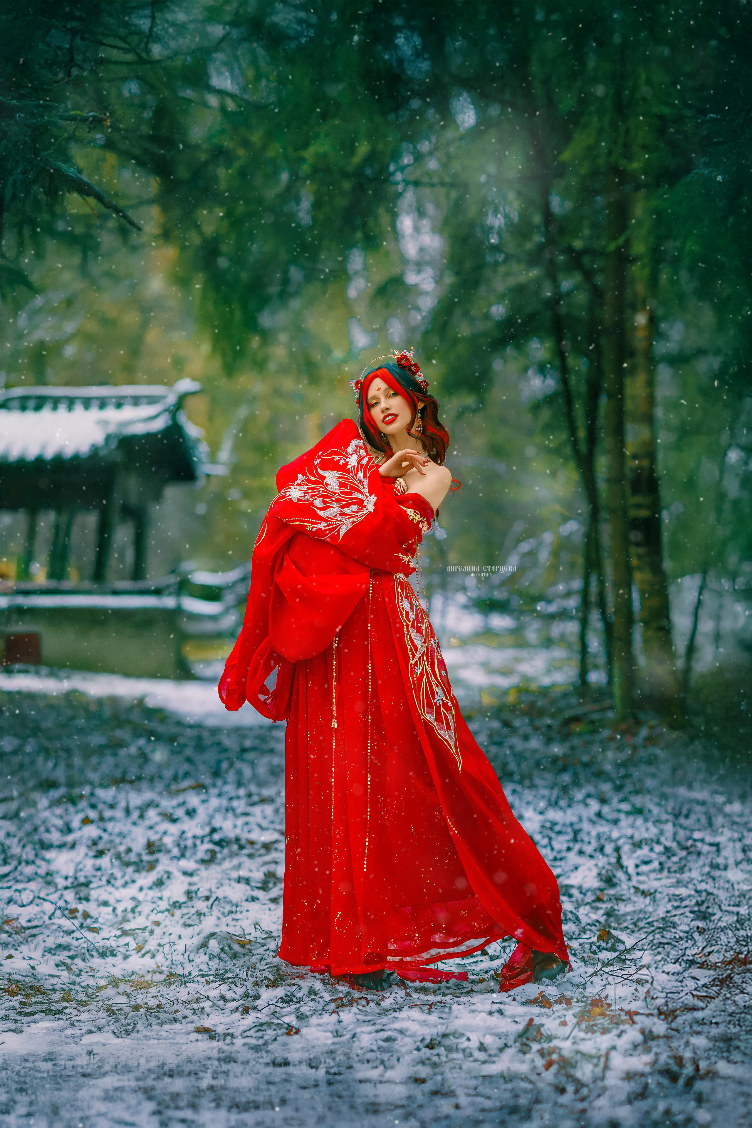 Невеста в алом, 猩红色的新娘. Сказочный фотограф в русском стиле в Москве Ангелина Старцева | Русский сказки|Фотосесессия в Азиатском стиле