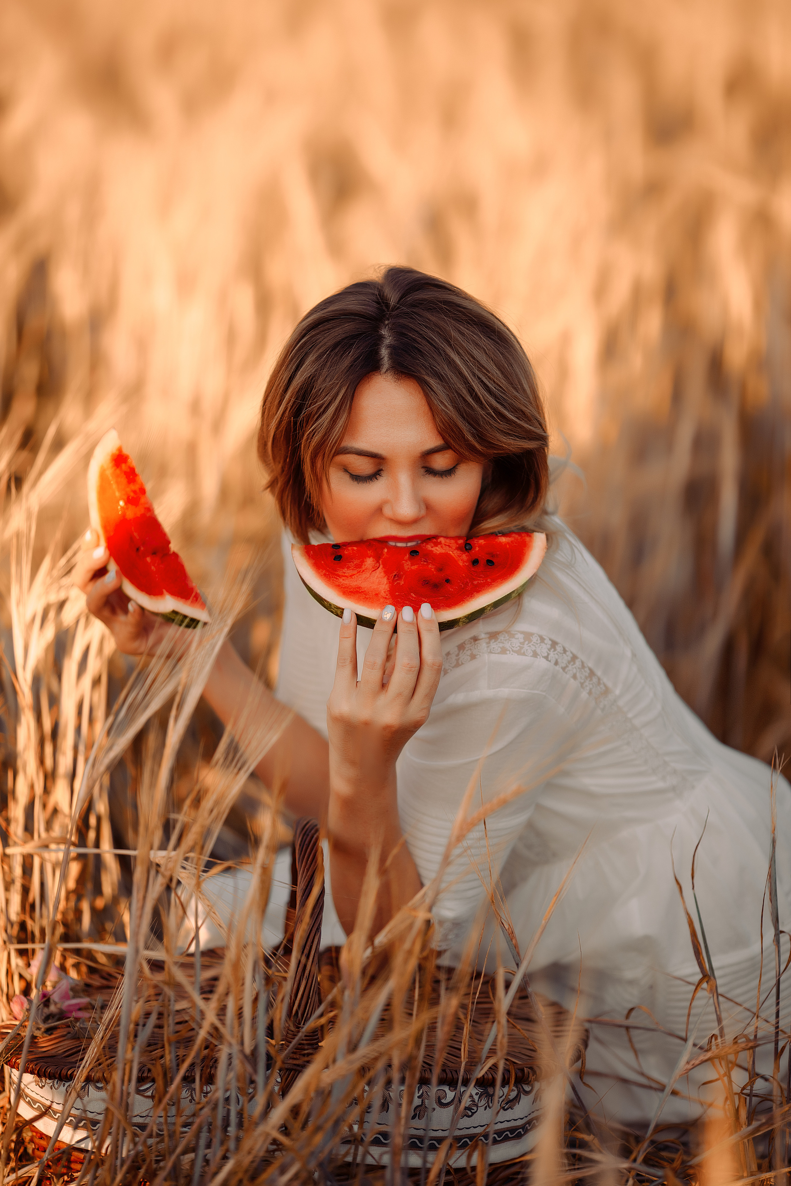 фотосессия в пшенице с арбузами  Москва и МО