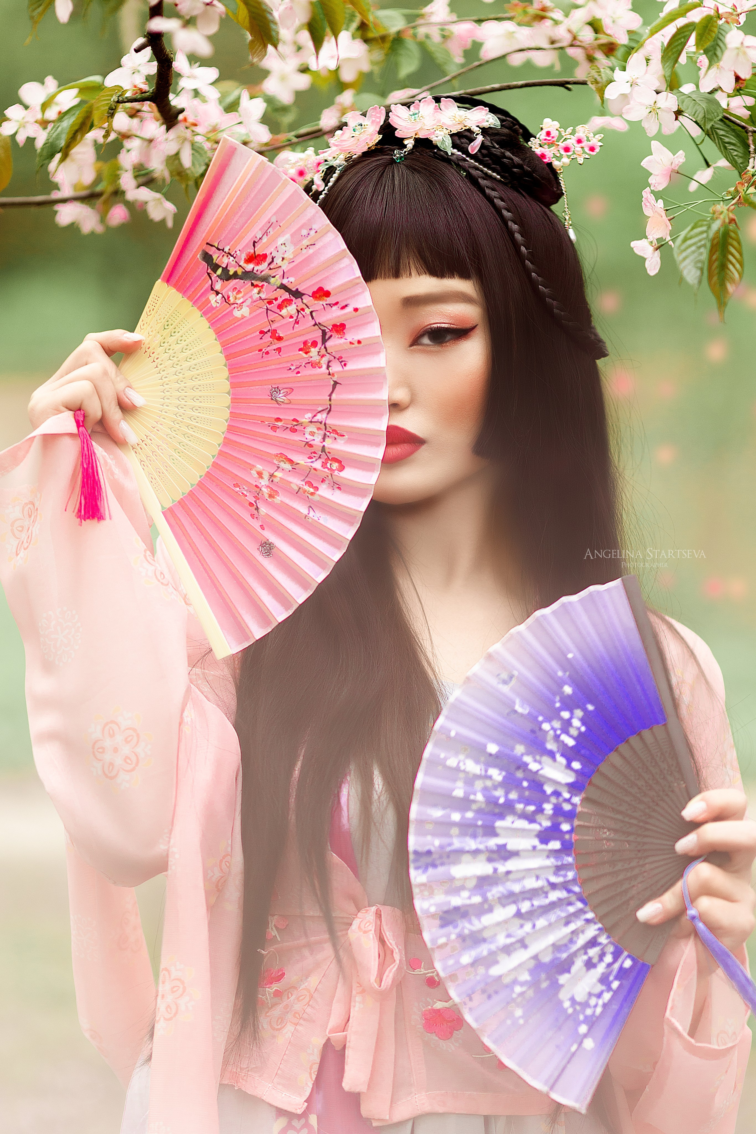 фотосессия в азиатском стиле в сакуре, фотосессия в сакуре в Москве, фотосессия в цветущих садах Москвы, фотосессия азия
