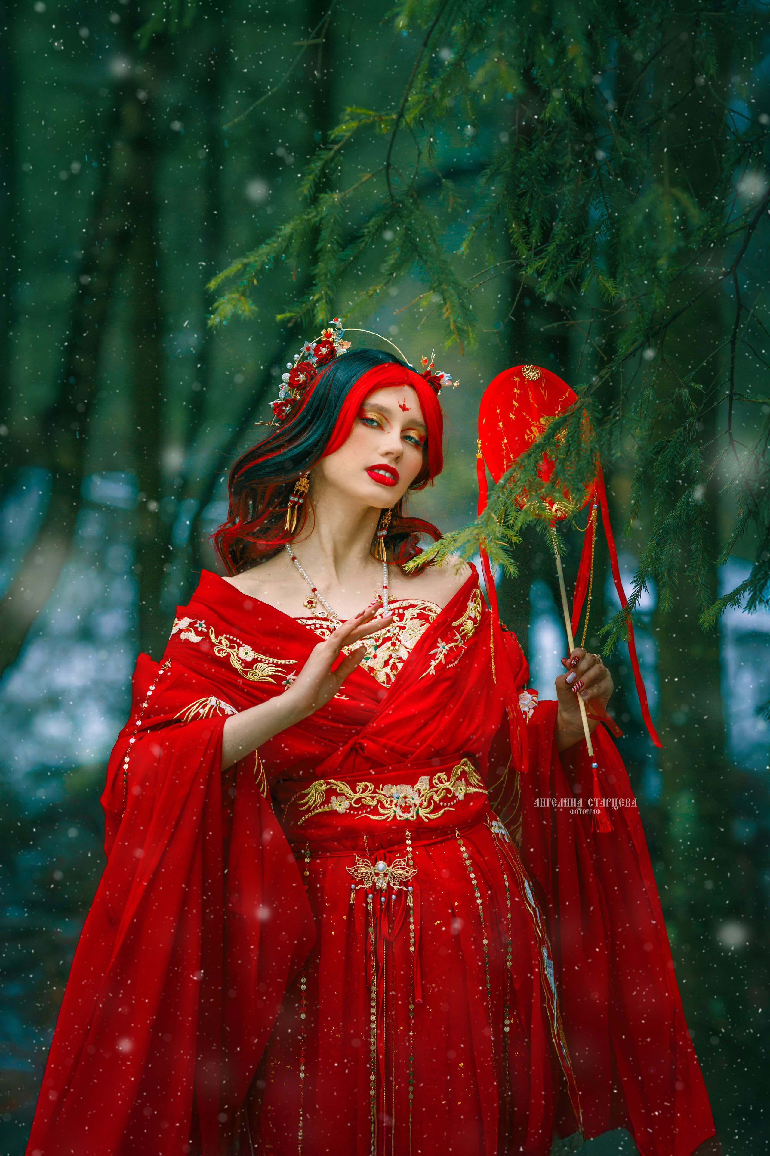 Невеста в алом, 猩红色的新娘. Сказочный фотограф в русском стиле в Москве Ангелина Старцева | Русский сказки|Фотосесессия в Азиатском стиле