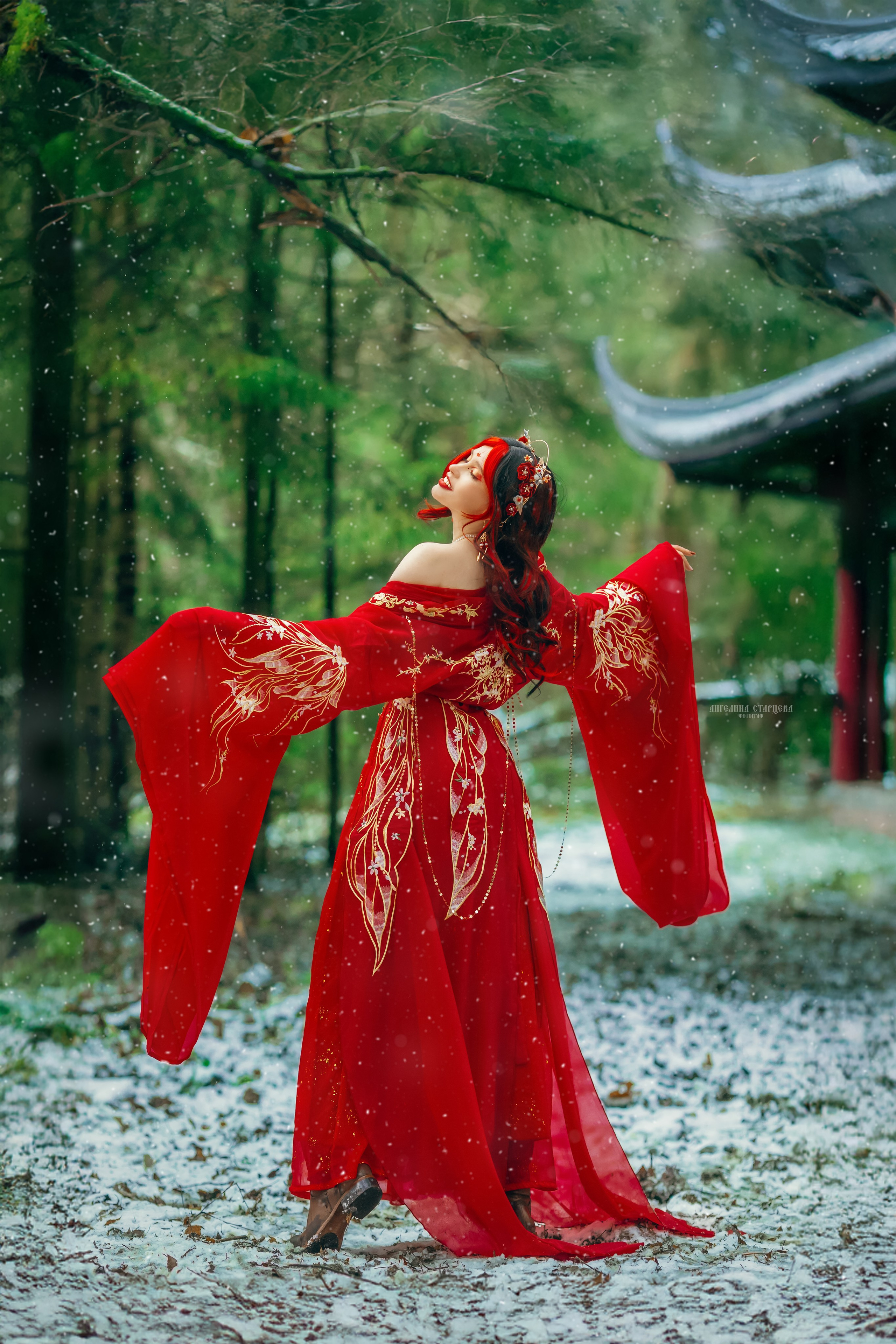 Невеста в алом, 猩红色的新娘. Сказочный фотограф в русском стиле в Москве Ангелина Старцева | Русский сказки|Фотосесессия в Азиатском стиле