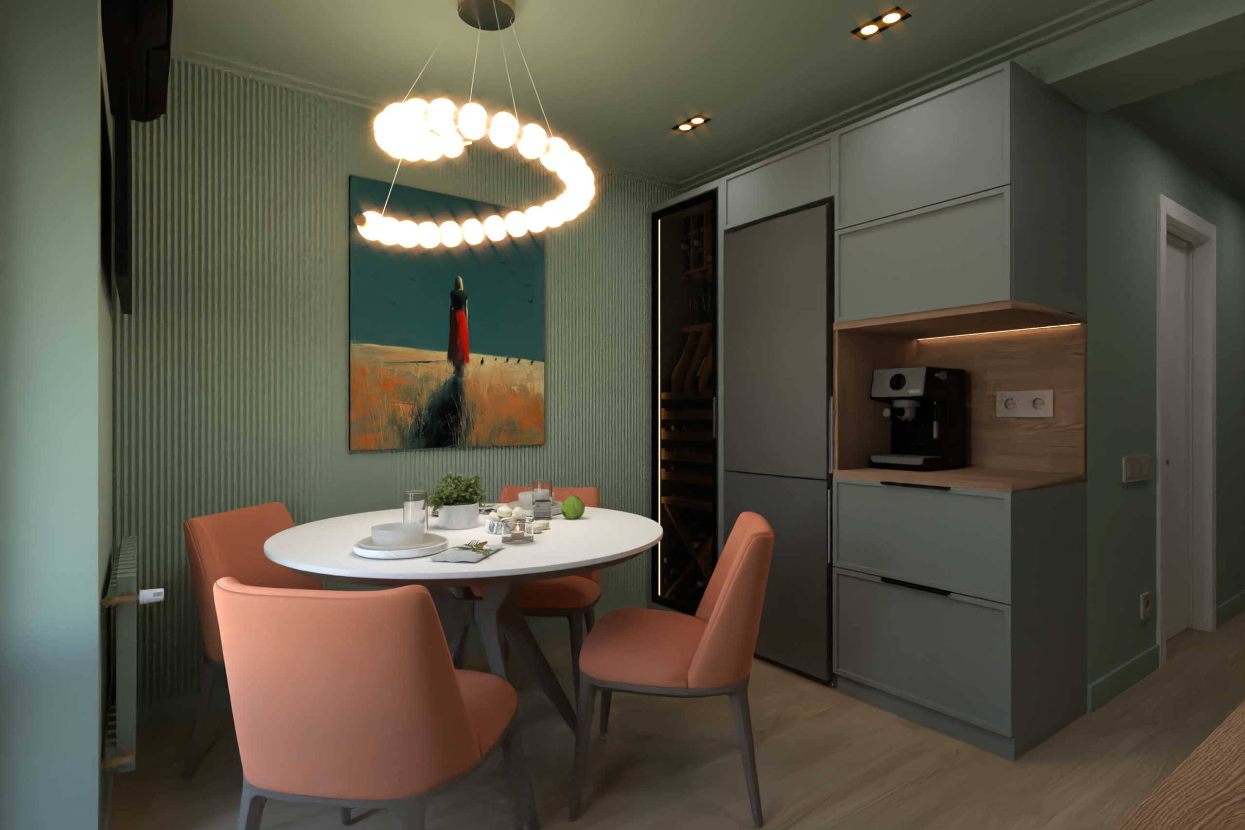 Квартира с темной кухней. Дизайн интерьера в Крыму