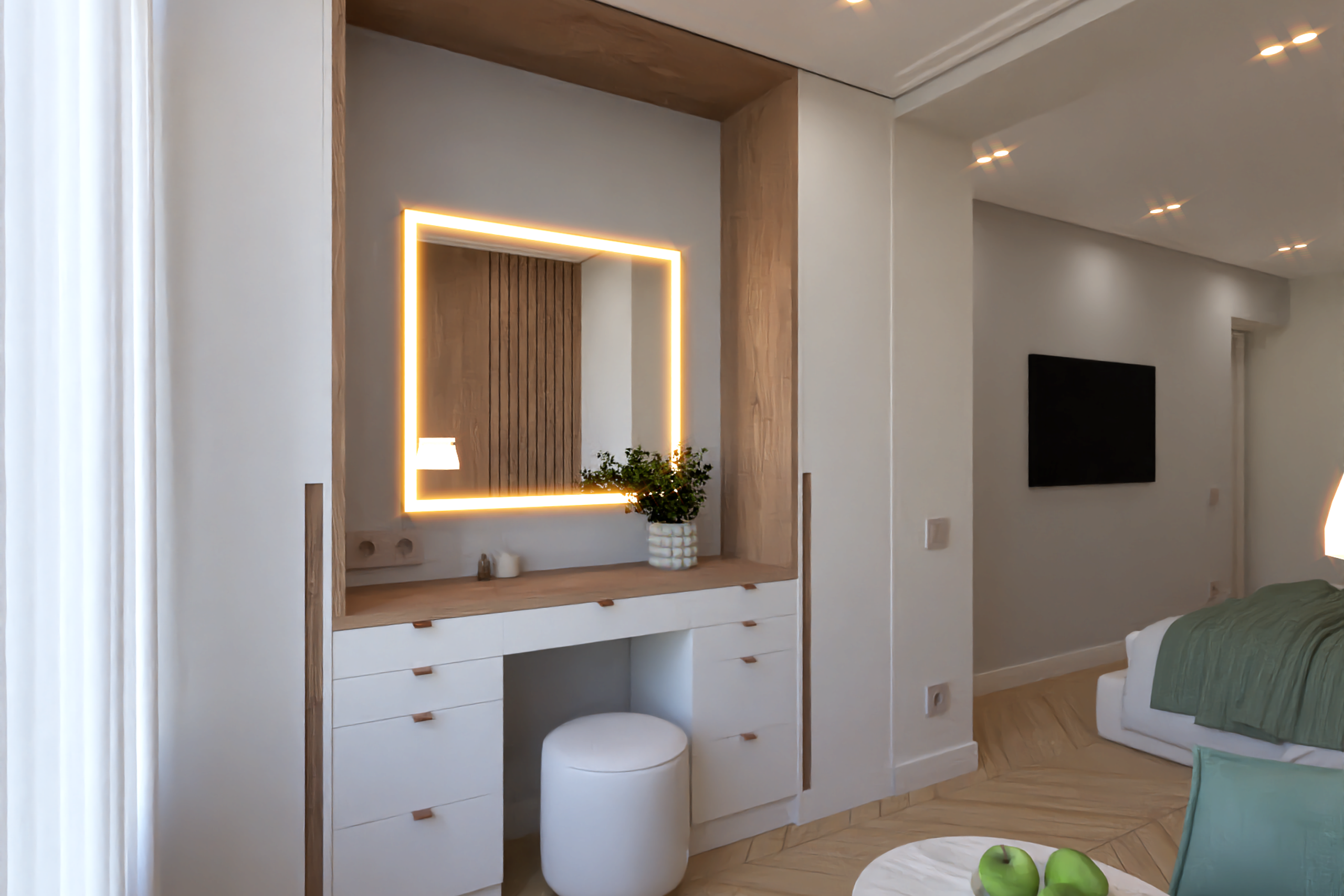 Квартира с темной кухней. Дизайн интерьера в Крыму