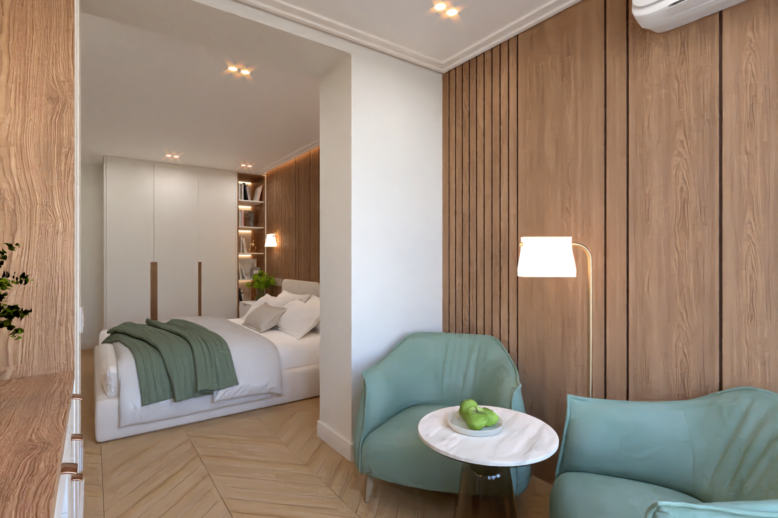 Квартира с темной кухней. Дизайн интерьера в Крыму