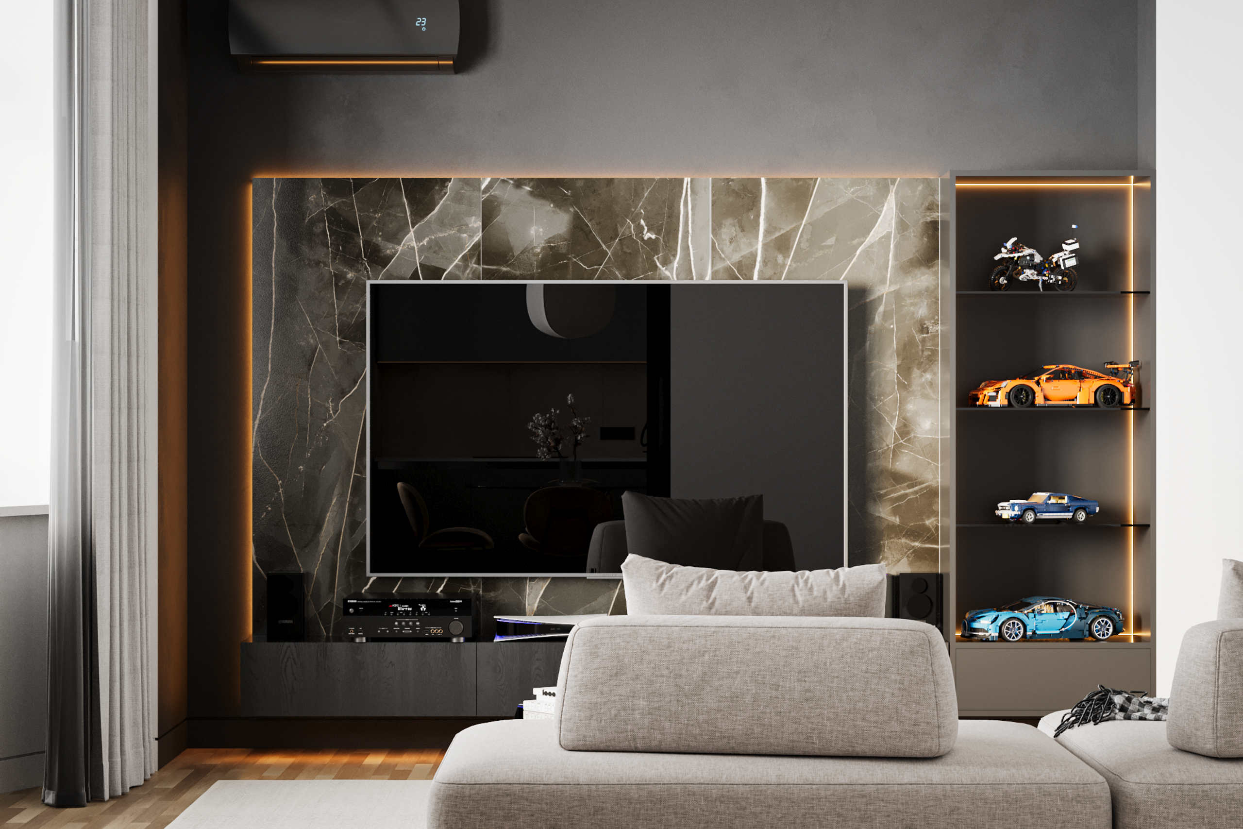 Квартира в контрастных тонах г. Москва 135 кв. м. 2024 г.