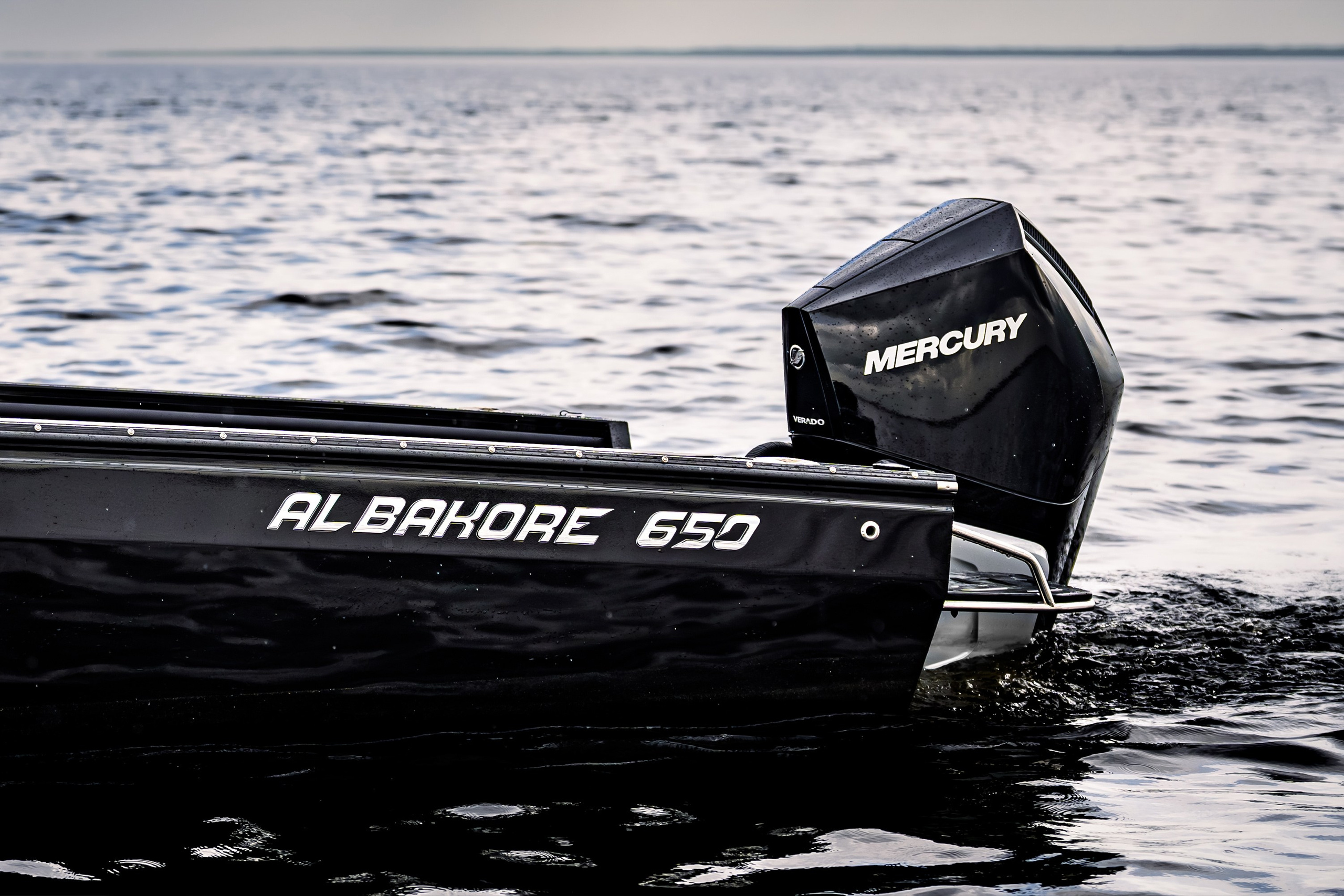 Albakore 650 и Mercury Verado 250 V8, общий кадр комплекта на воде