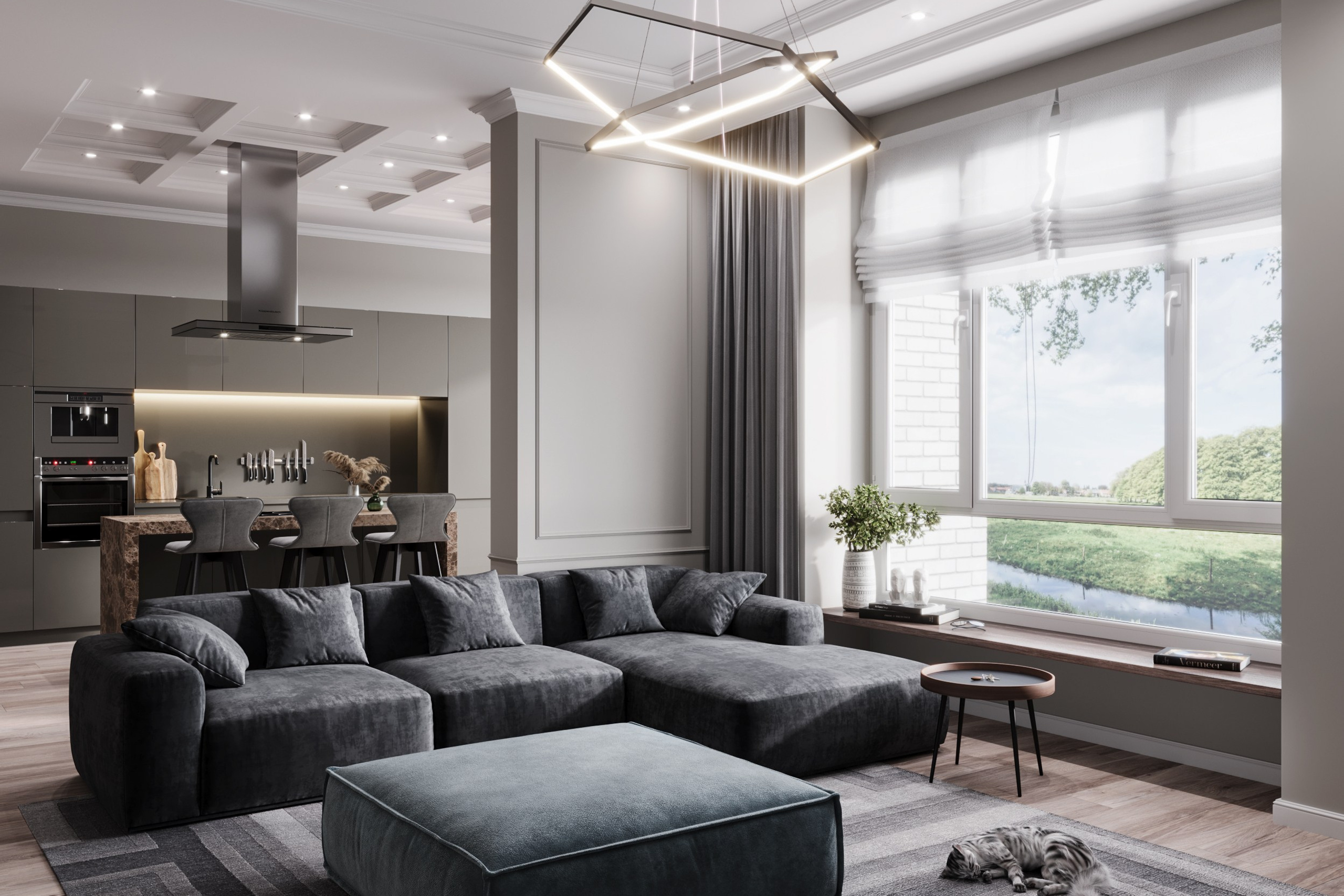 Кухня-гостиная по референсу. ZH_VIS | 3D Визуализация интерьеров