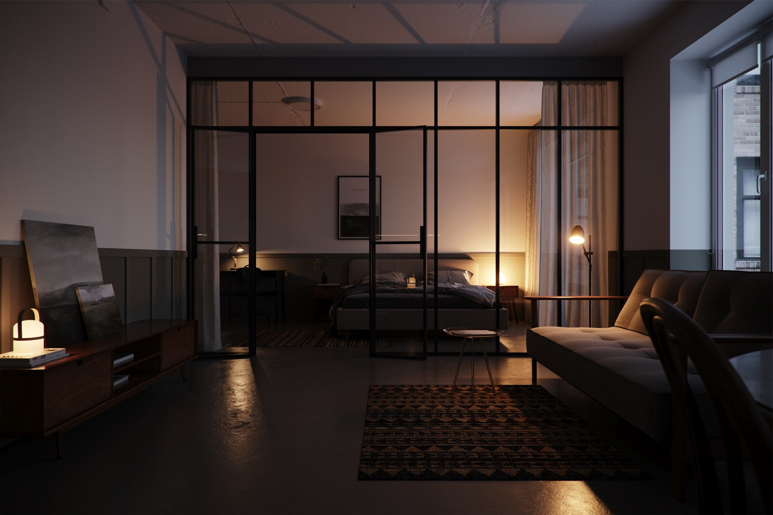 Кухня-гостиная из курса Арт Глюк. ZH_VIS | 3D Визуализация интерьеров