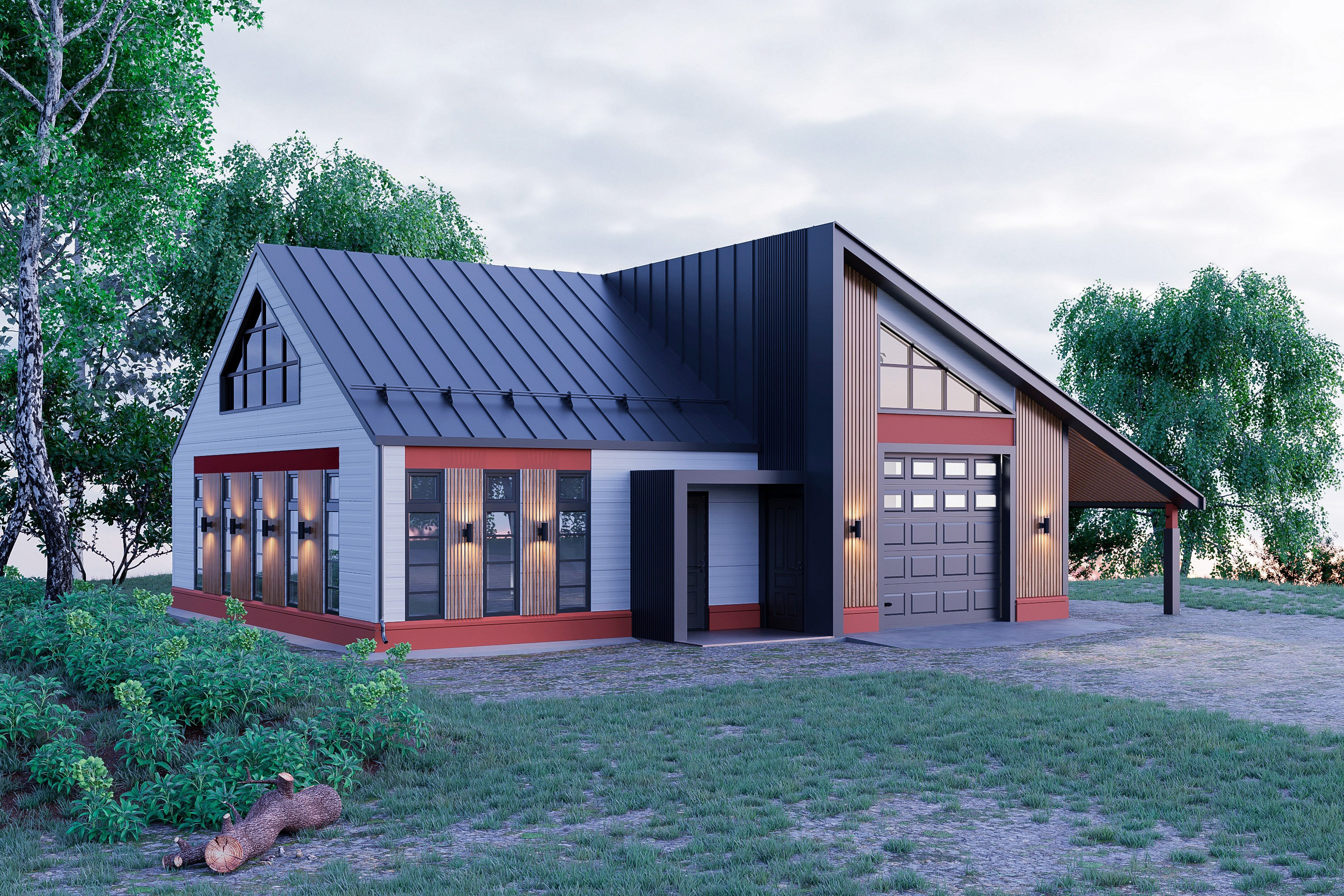 Частный офис с гаражом, 2 этажа