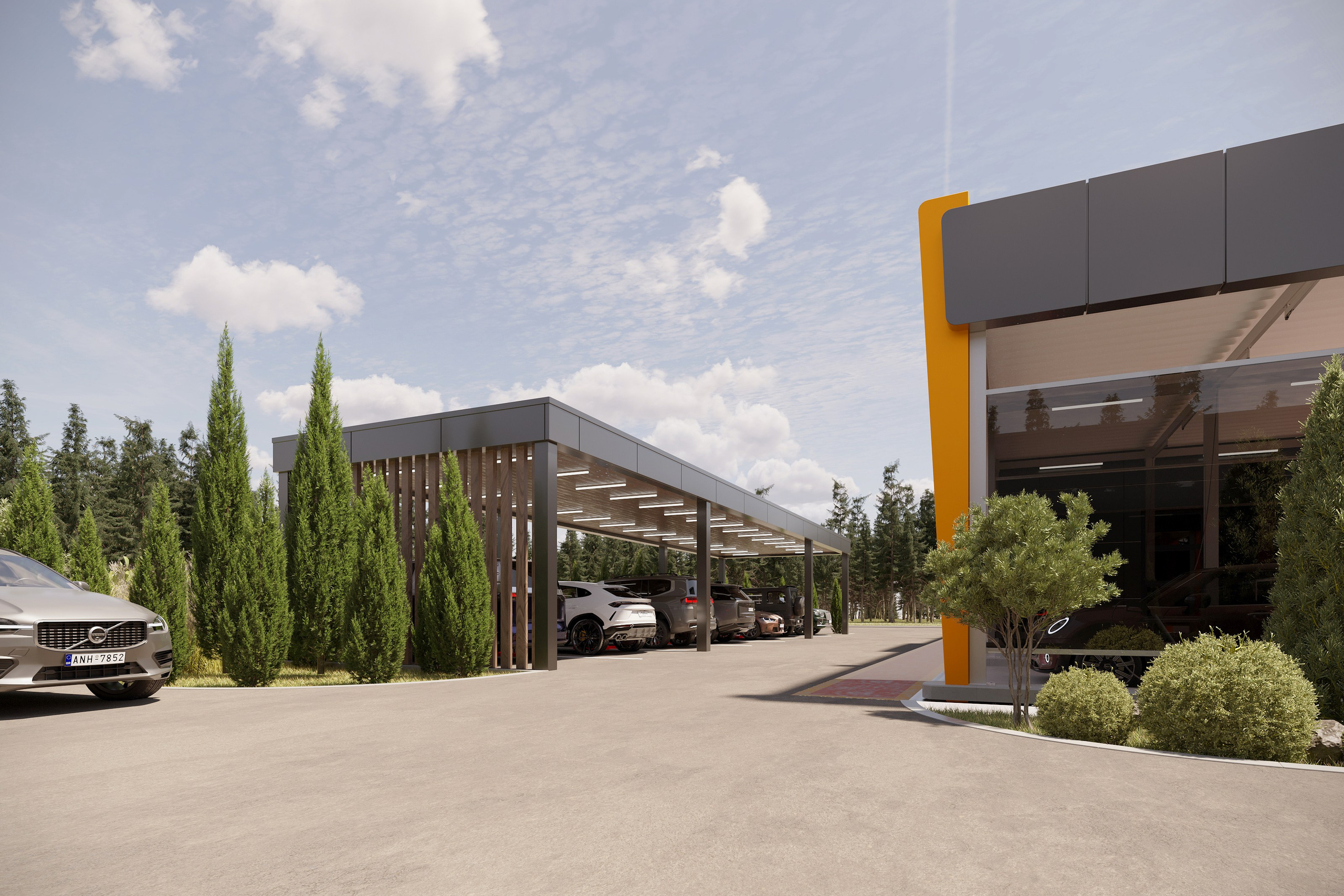 Car Wash, Service Station & Café — Full 3D Visualization with Site Design. 3D INTERIOR AND ARCHITECTURE VISUALIZATION