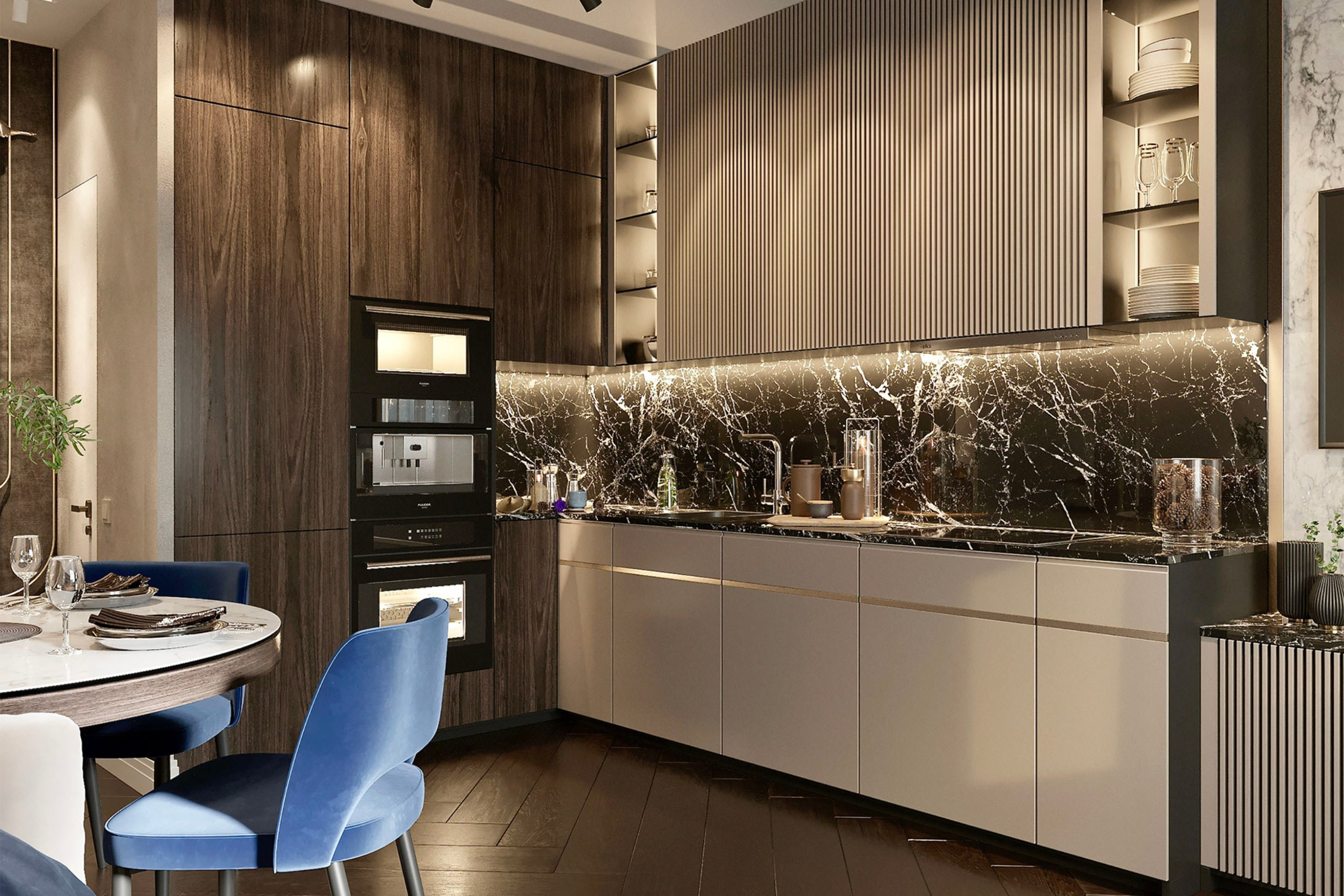 Современная квартира для семьи из трёх человек — дизайн-проект. 3Д Визуализация Интерьера и Архитектуры