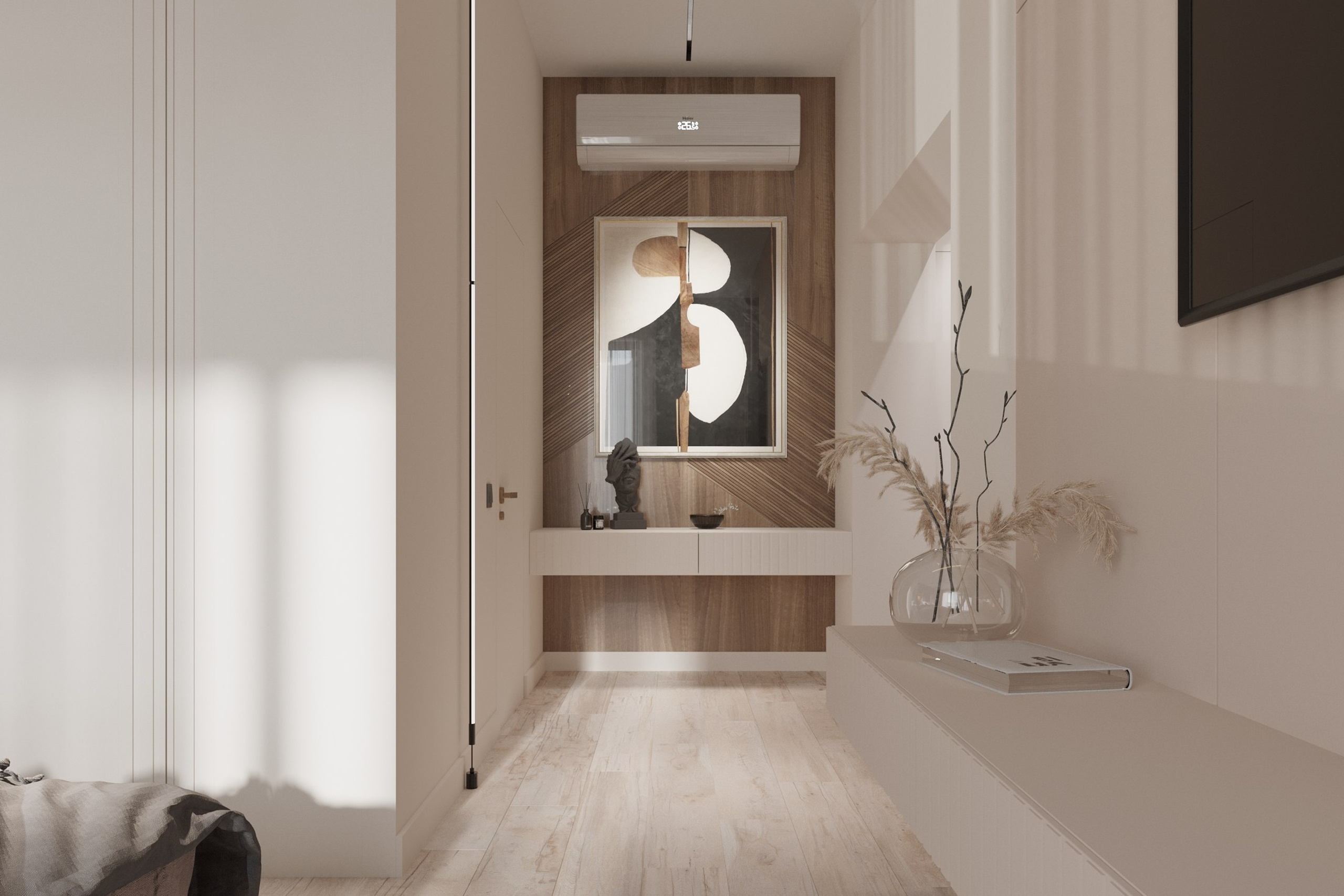 Master Bedroom in a Private House — Cozy Interior Design. 3D INTERIOR AND ARCHITECTURE VISUALIZATION