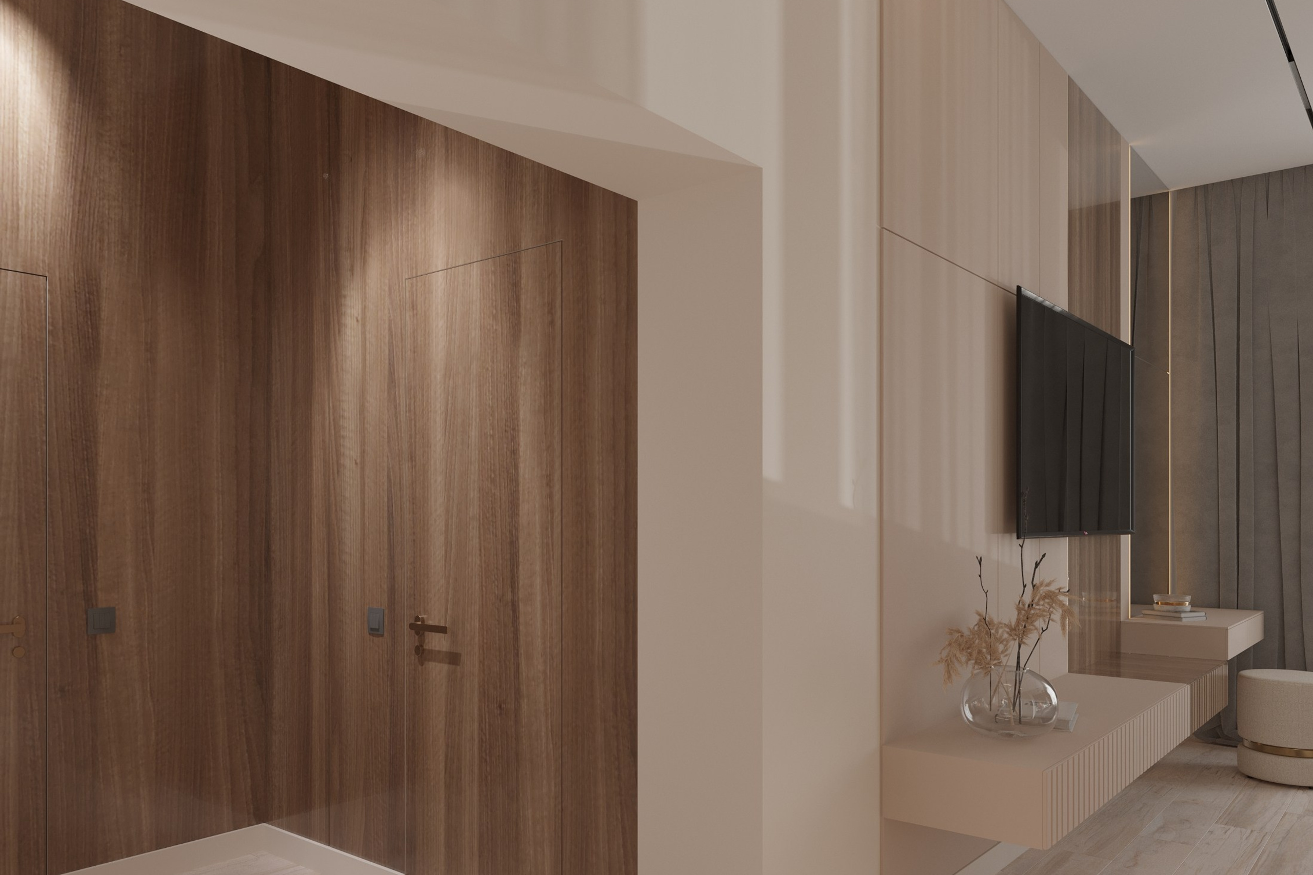 Master Bedroom in a Private House — Cozy Interior Design. 3D INTERIOR AND ARCHITECTURE VISUALIZATION