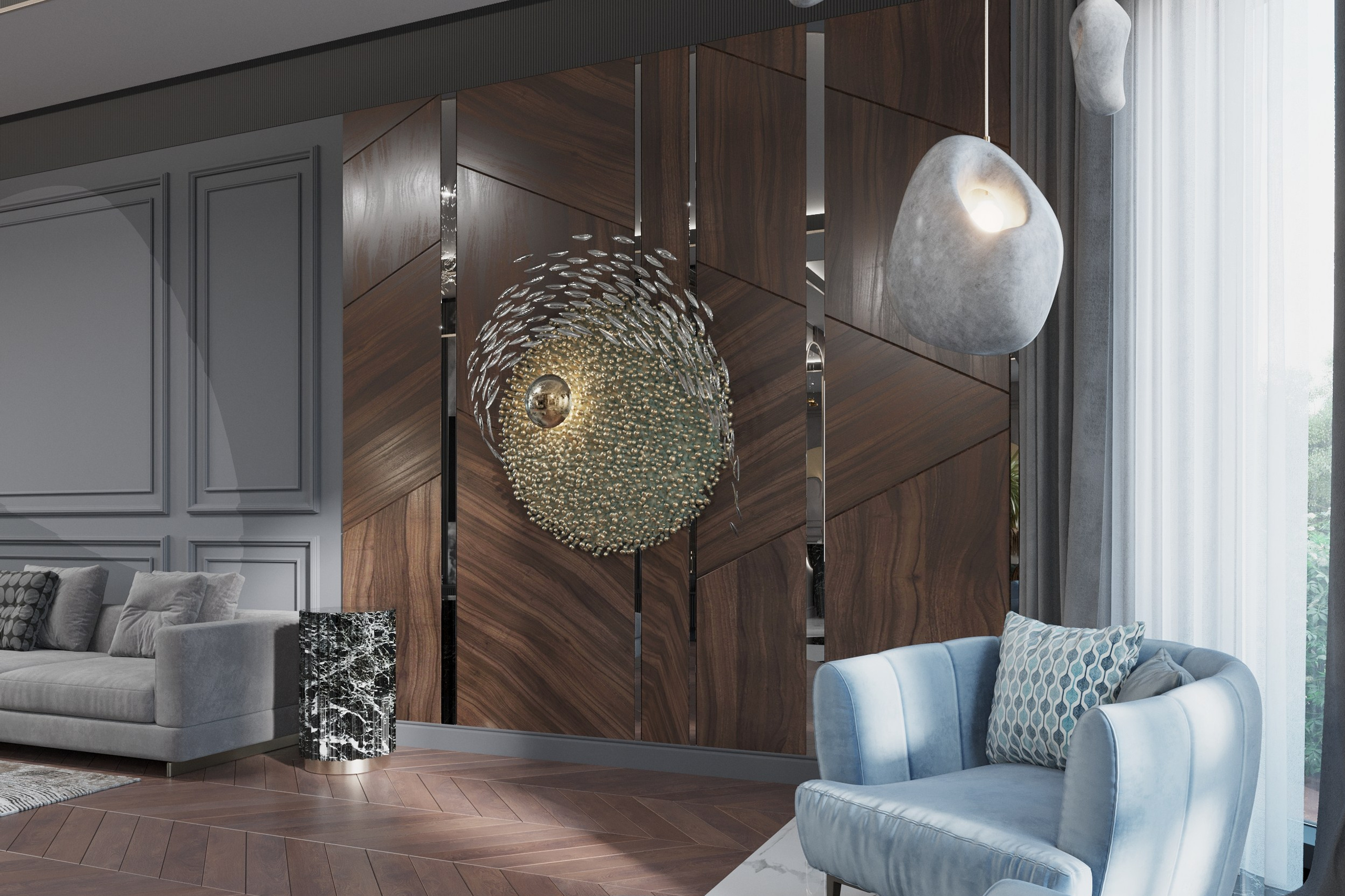 Luxury Mansion in Novotitorovskaya — 3D Visualization. 3D INTERIOR AND ARCHITECTURE VISUALIZATION