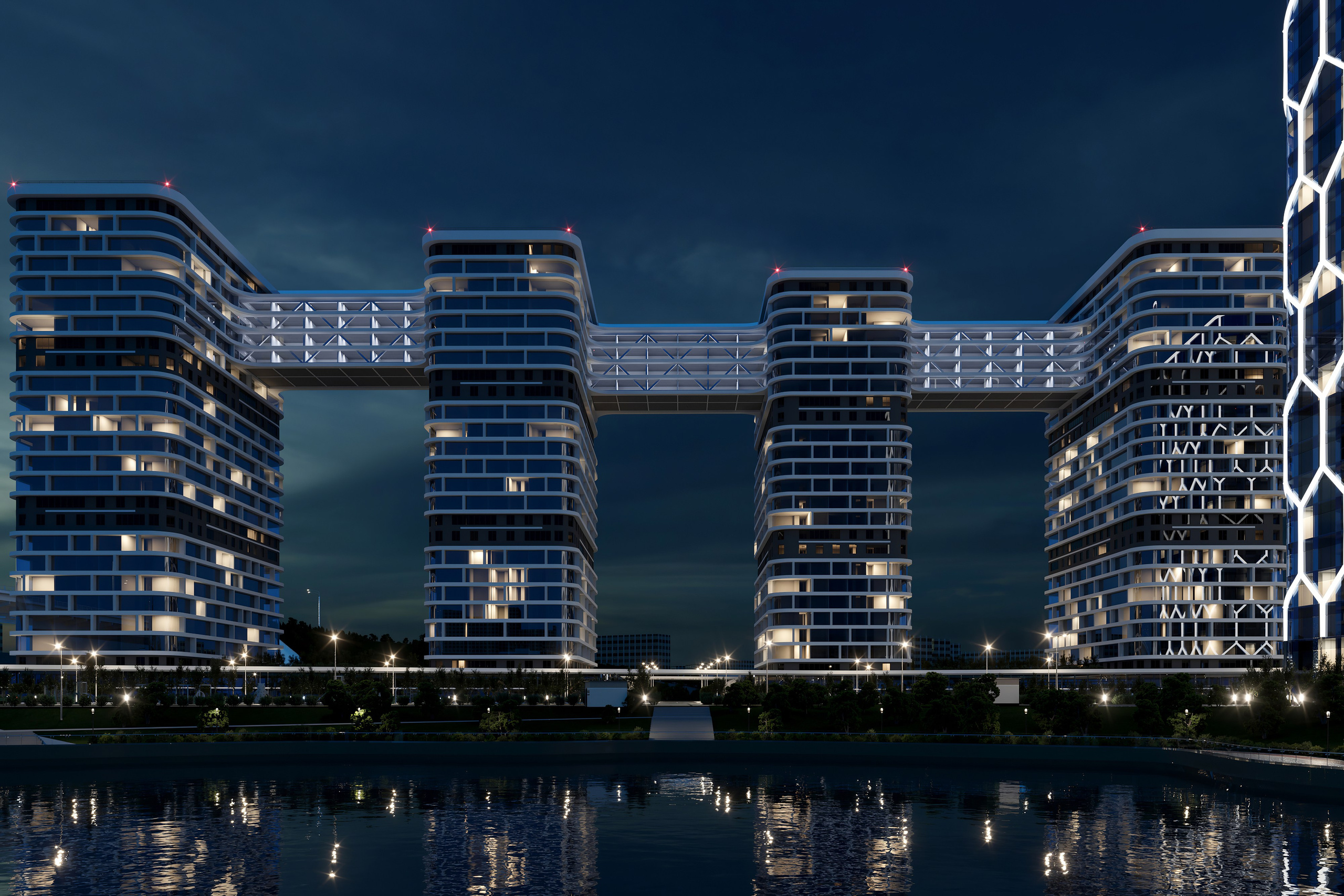 3D визуализация жилого комплекса в Ростове-на-Дону, современная архитектура.