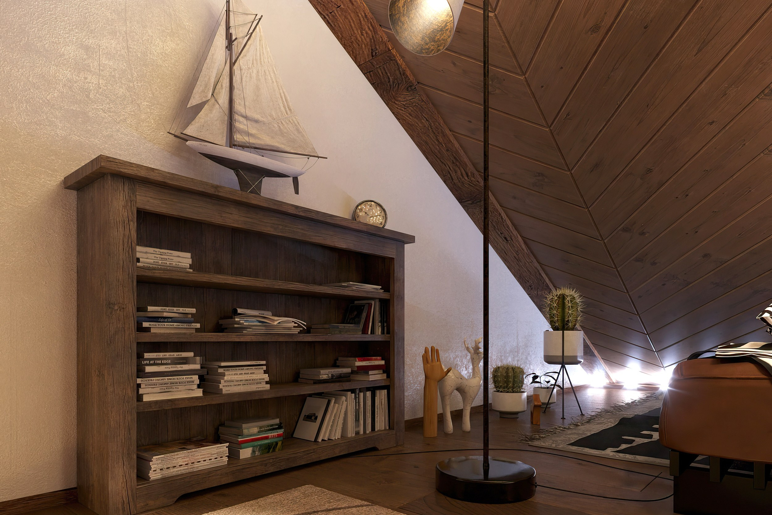 Countryside Cottage — Interior Design with Natural Materials. 3D INTERIOR AND ARCHITECTURE VISUALIZATION