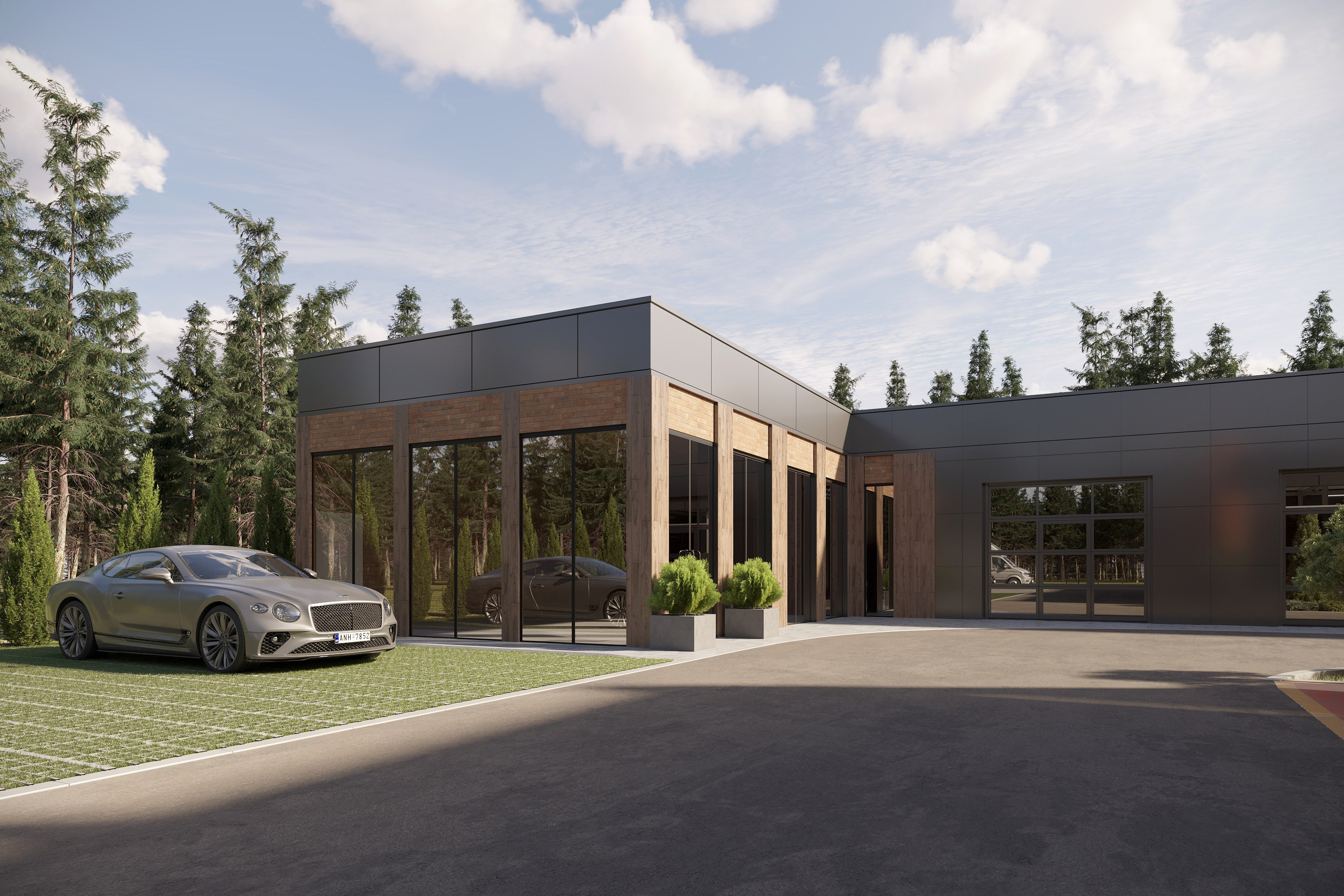 Car Wash, Service Station & Café — Full 3D Visualization with Site Design. 3D INTERIOR AND ARCHITECTURE VISUALIZATION