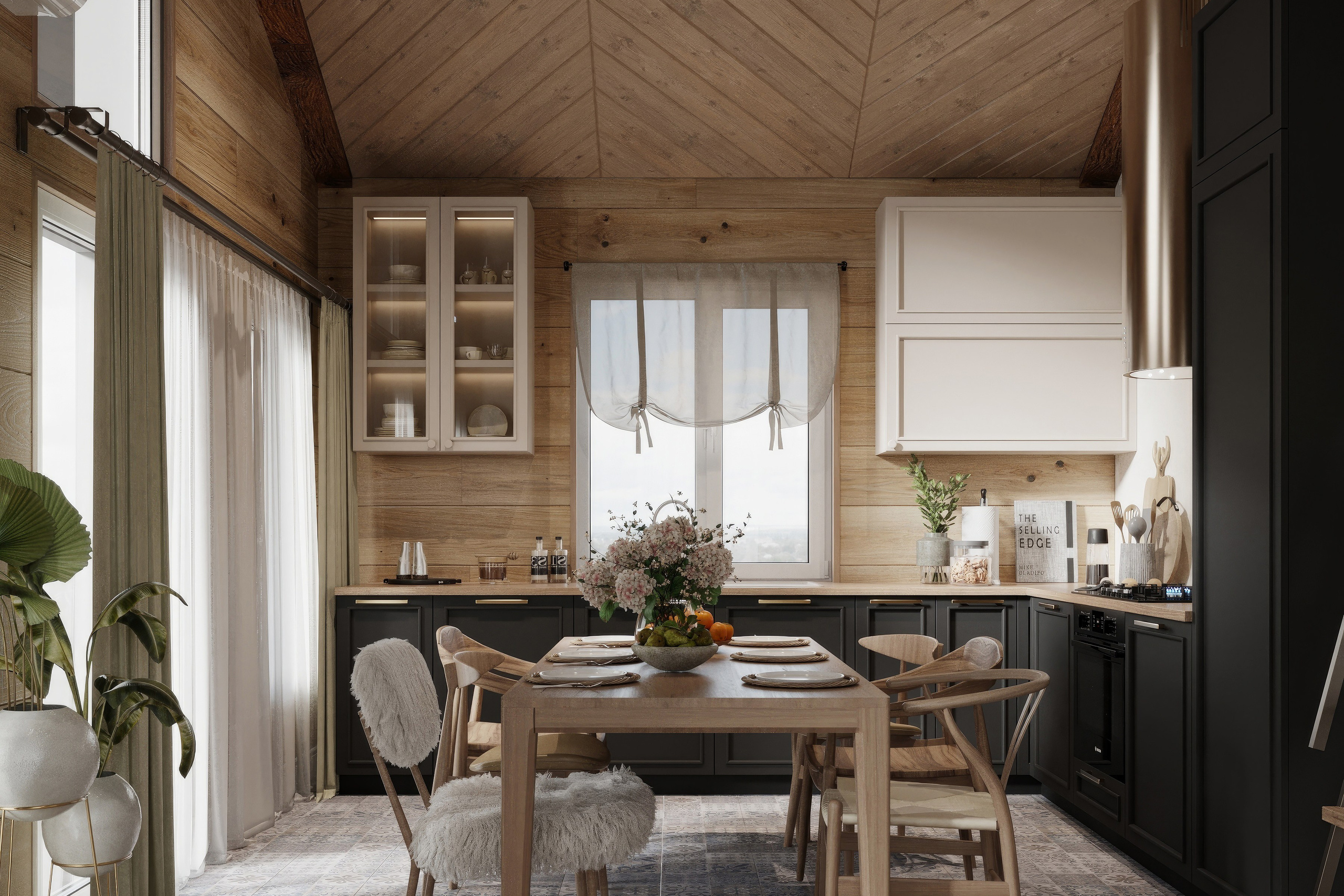 Countryside Cottage — Interior Design with Natural Materials. 3D INTERIOR AND ARCHITECTURE VISUALIZATION