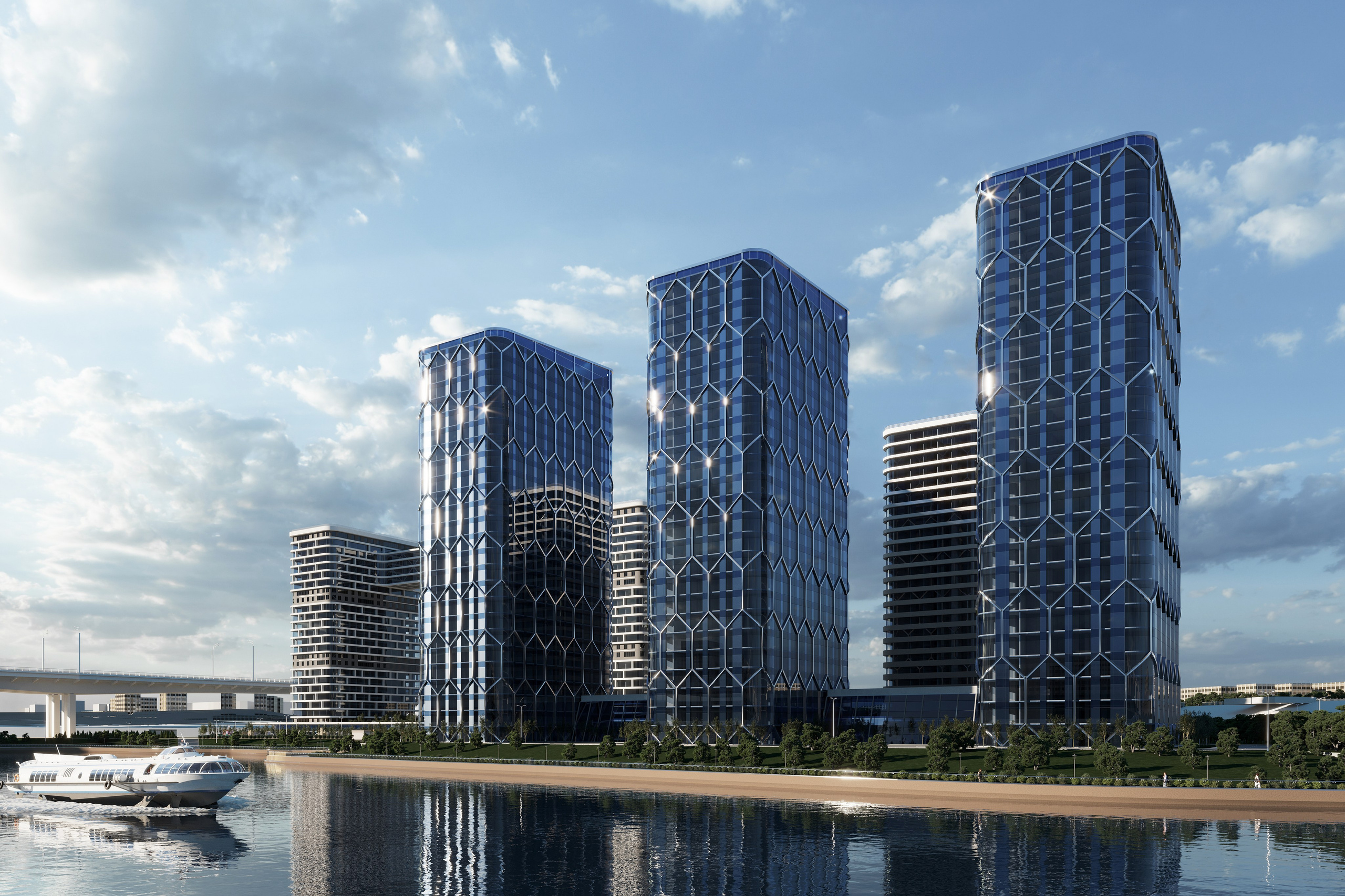 3D визуализация жилого комплекса в Ростове-на-Дону, современная архитектура.