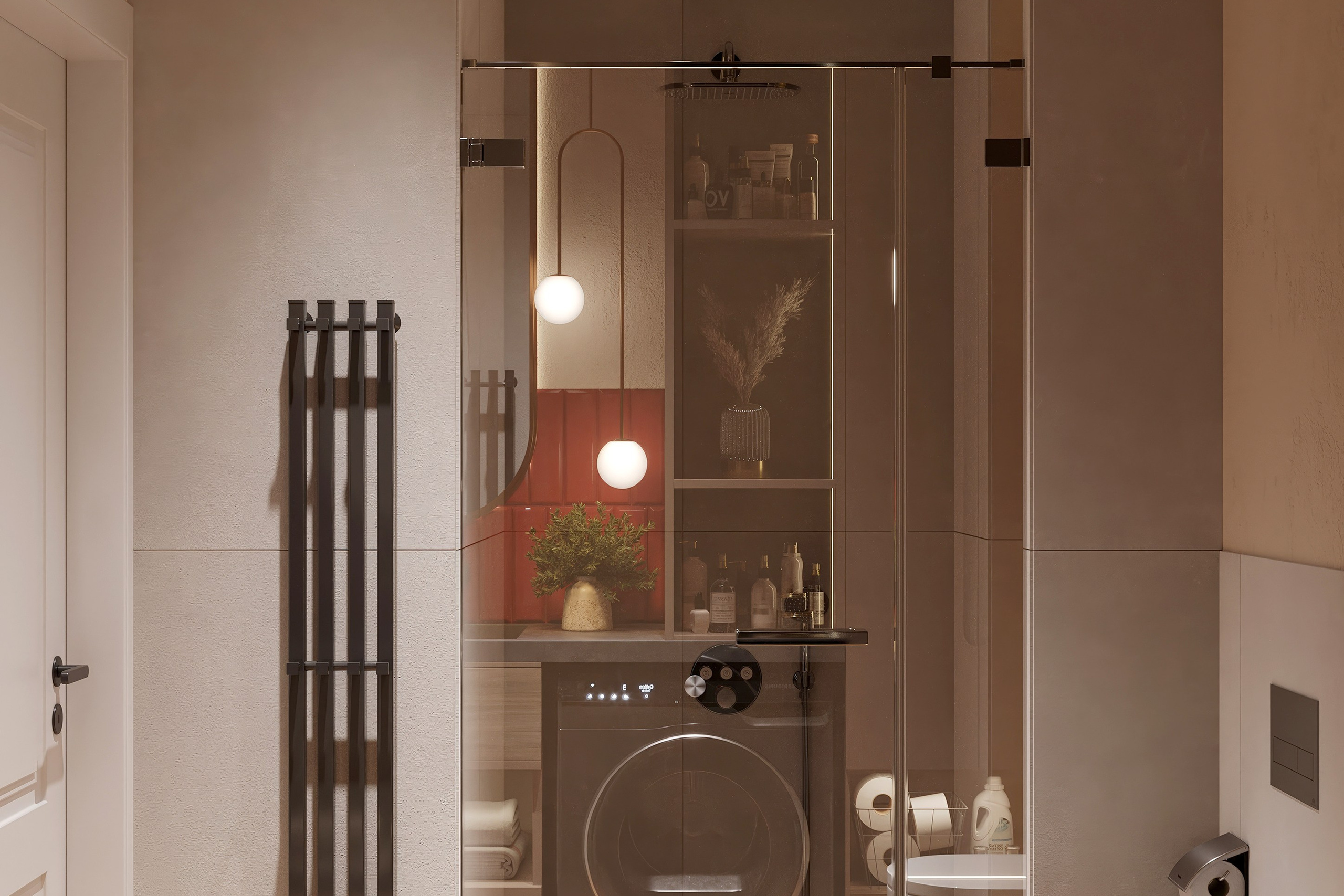 Квартира-студия — тёплый современный интерьер. 3Д Визуализация Интерьера и Архитектуры