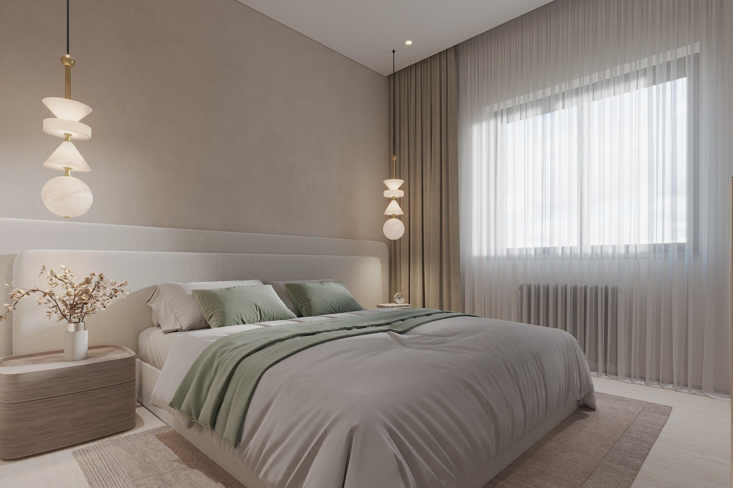 Интерьер квартиры в тёплых тонах — 3D визуализация от Baxx Pro для дизайнера Дианы Кова. 3Д Визуализация Интерьера и Архитектуры