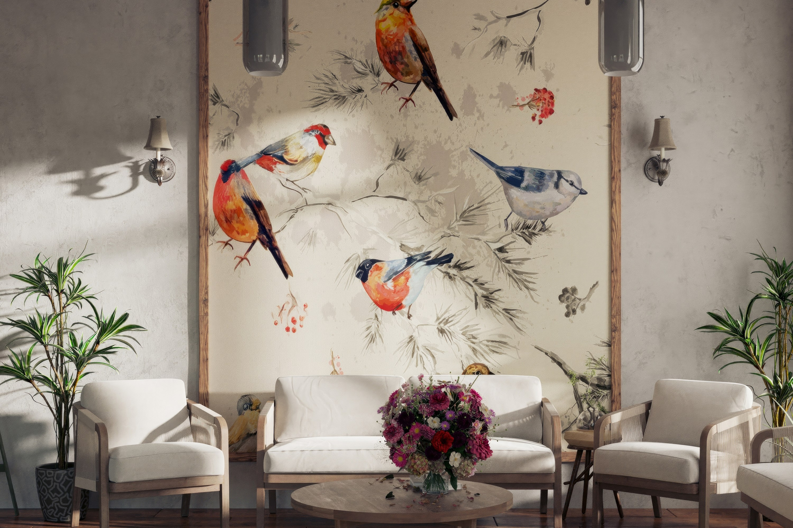 Living Room Interior Design & Visualization with Artistic Wall Panel — BAXX PRO. 3D INTERIOR AND ARCHITECTURE VISUALIZATION