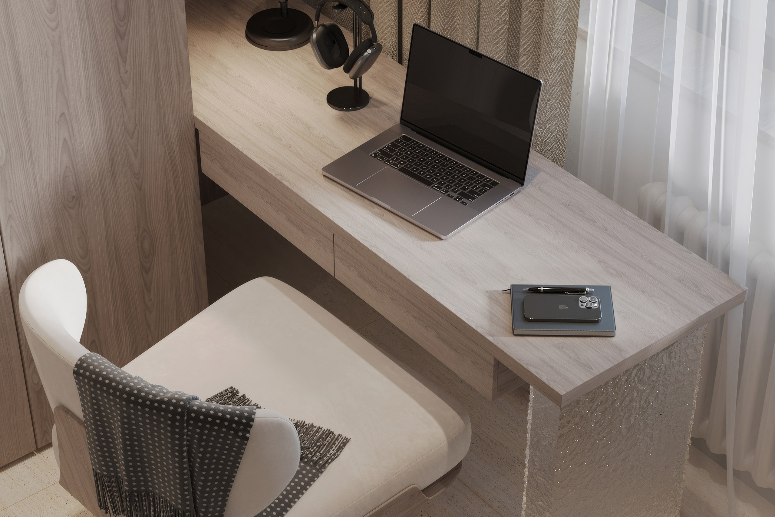 Интерьер квартиры в тёплых тонах — 3D визуализация от Baxx Pro для дизайнера Дианы Кова. 3Д Визуализация Интерьера и Архитектуры