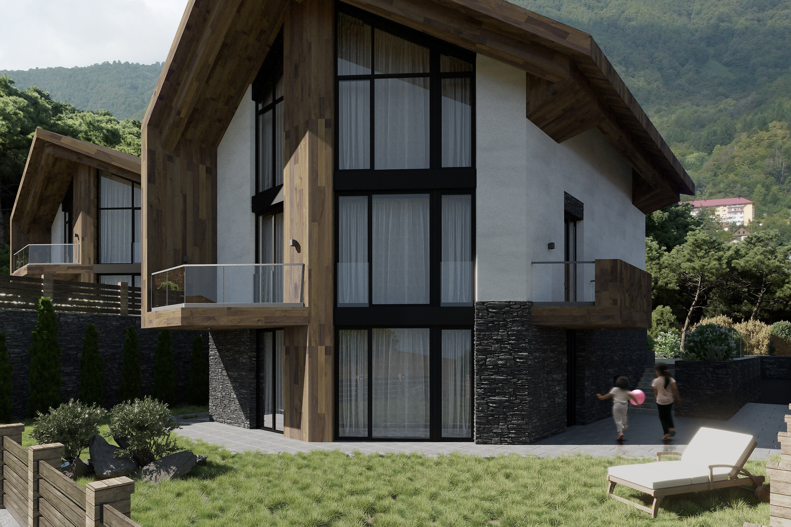 Architectural Visualization of Cottages in Sochi, Surrounded by Nature. 3D INTERIOR AND ARCHITECTURE VISUALIZATION