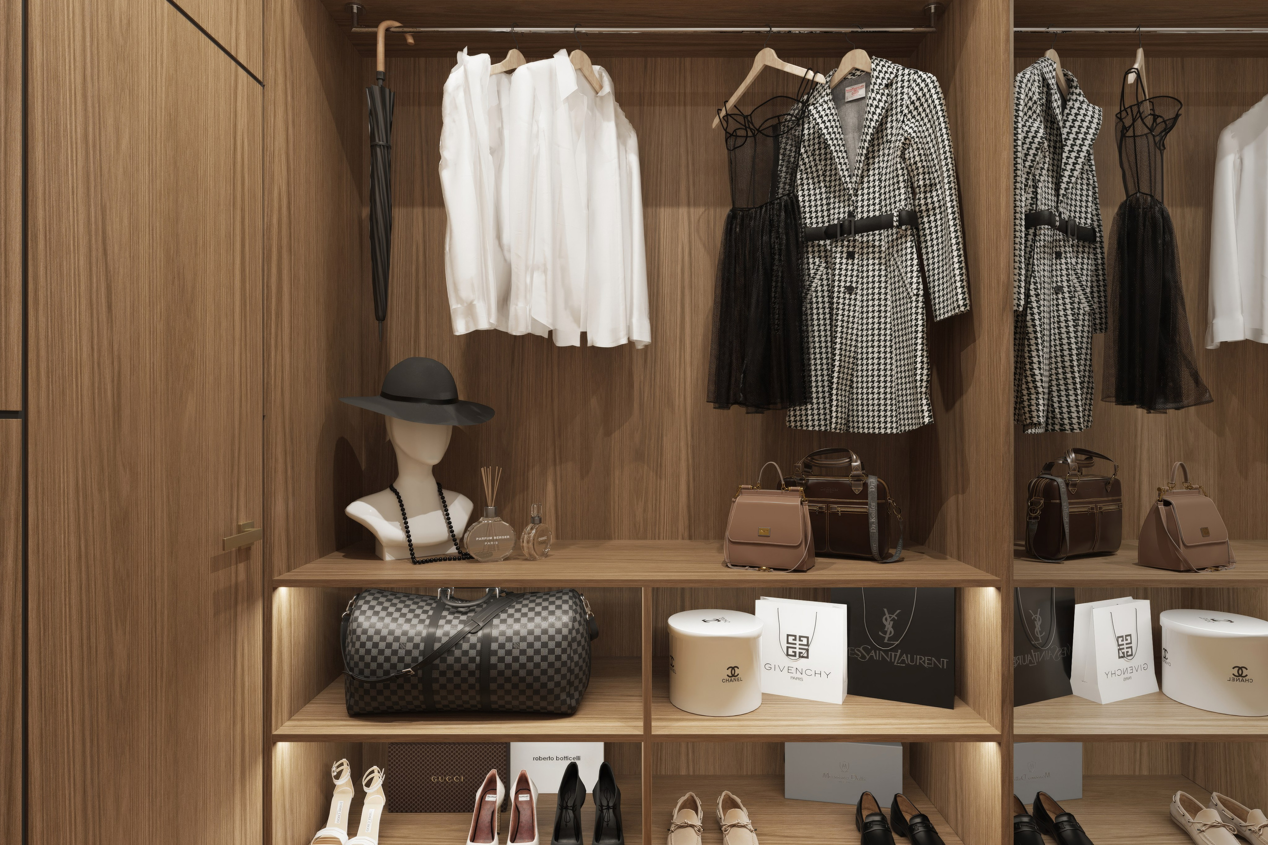 3Д визуализация гардероба и дизайн премиальной квартиры. Город Сочи.