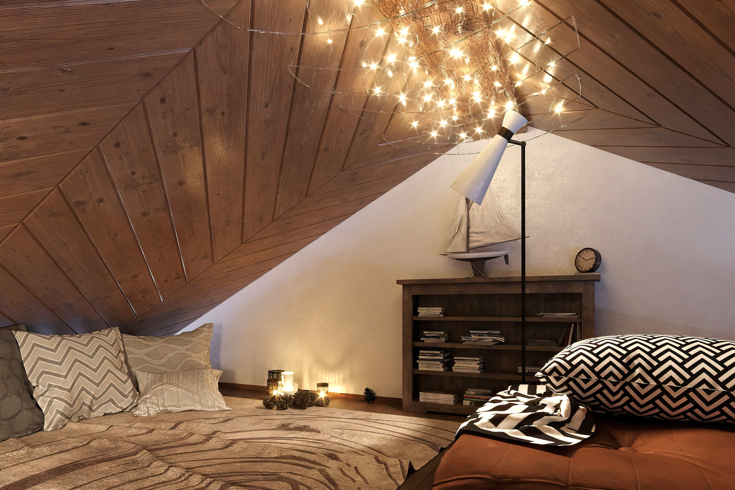 Countryside Cottage — Interior Design with Natural Materials. 3D INTERIOR AND ARCHITECTURE VISUALIZATION