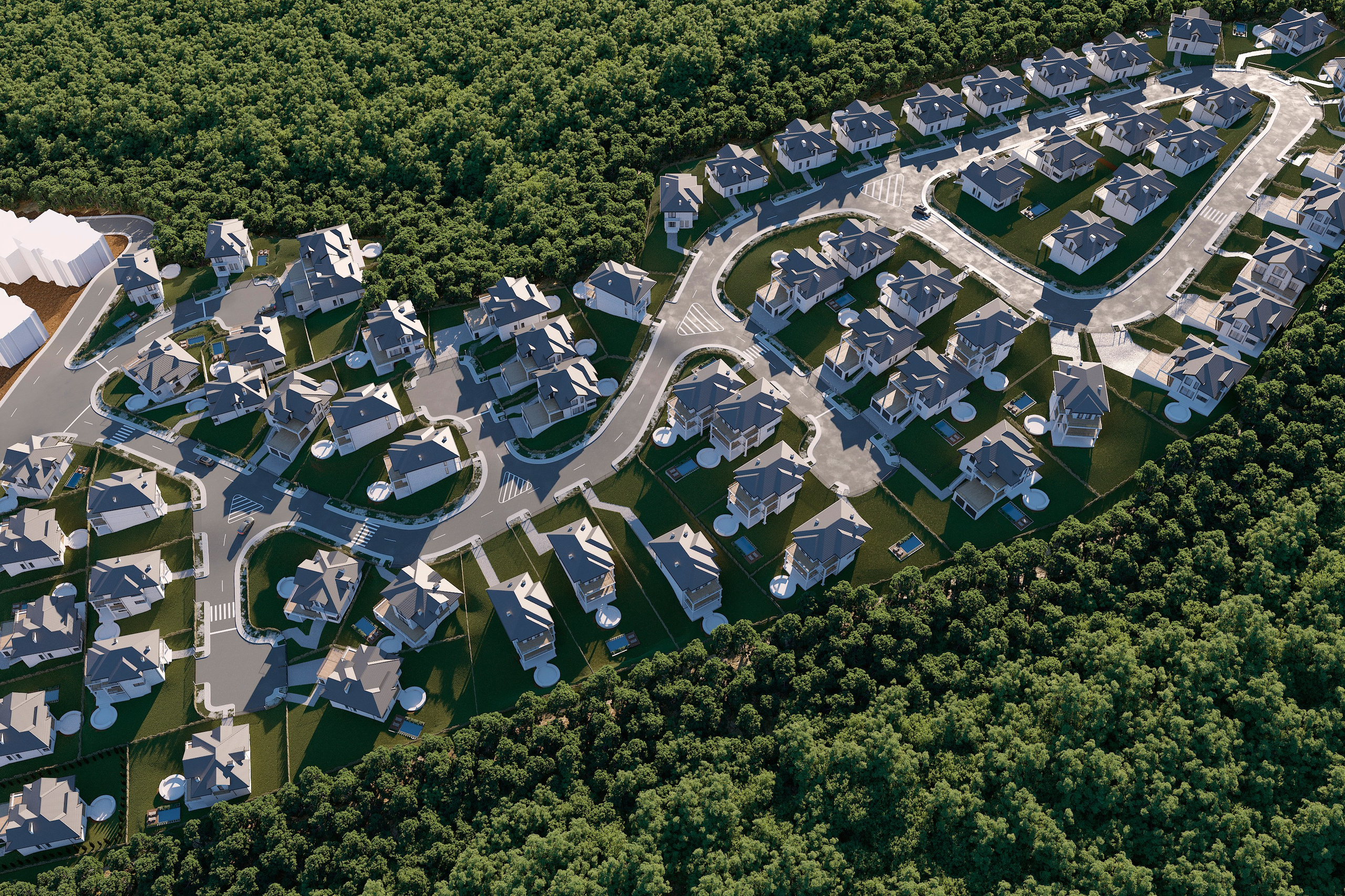 Коттеджный посёлок «Долина Роз» — 3D визуализация жилого комплекса. 3Д Визуализация Интерьера и Архитектуры