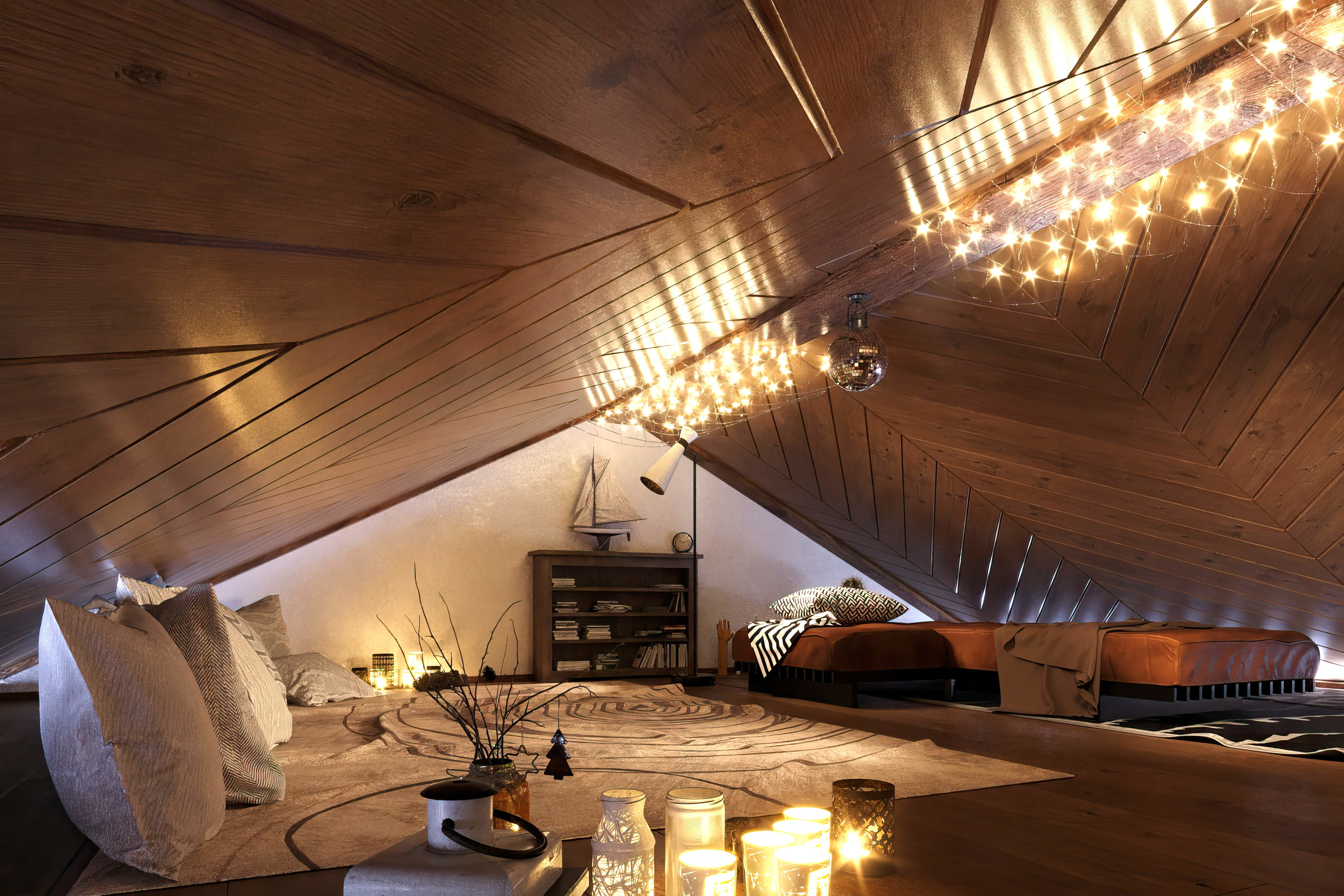 Countryside Cottage — Interior Design with Natural Materials. 3D INTERIOR AND ARCHITECTURE VISUALIZATION